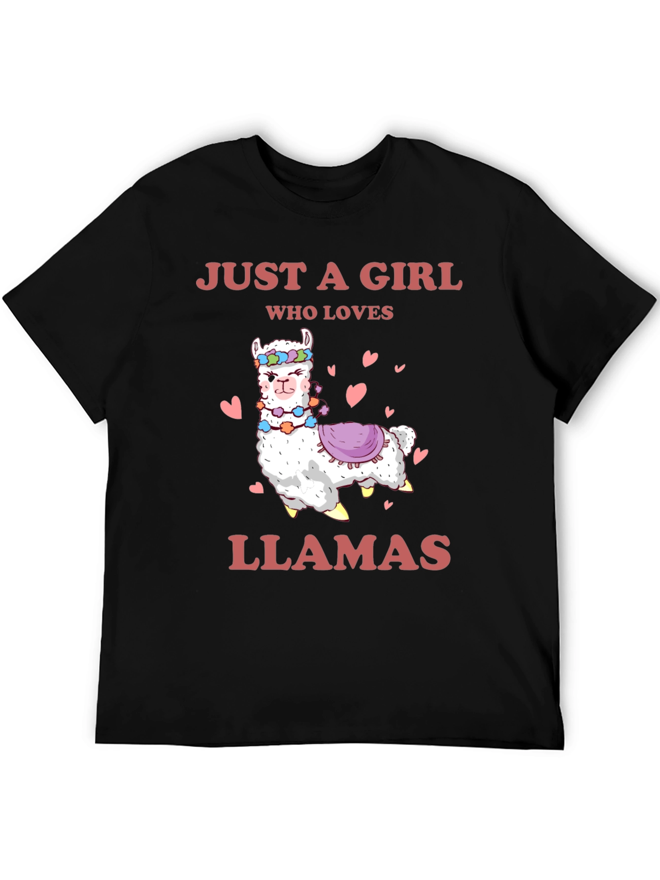 Black Just A Girl Who Loves Llamas T-Shirt view 5
