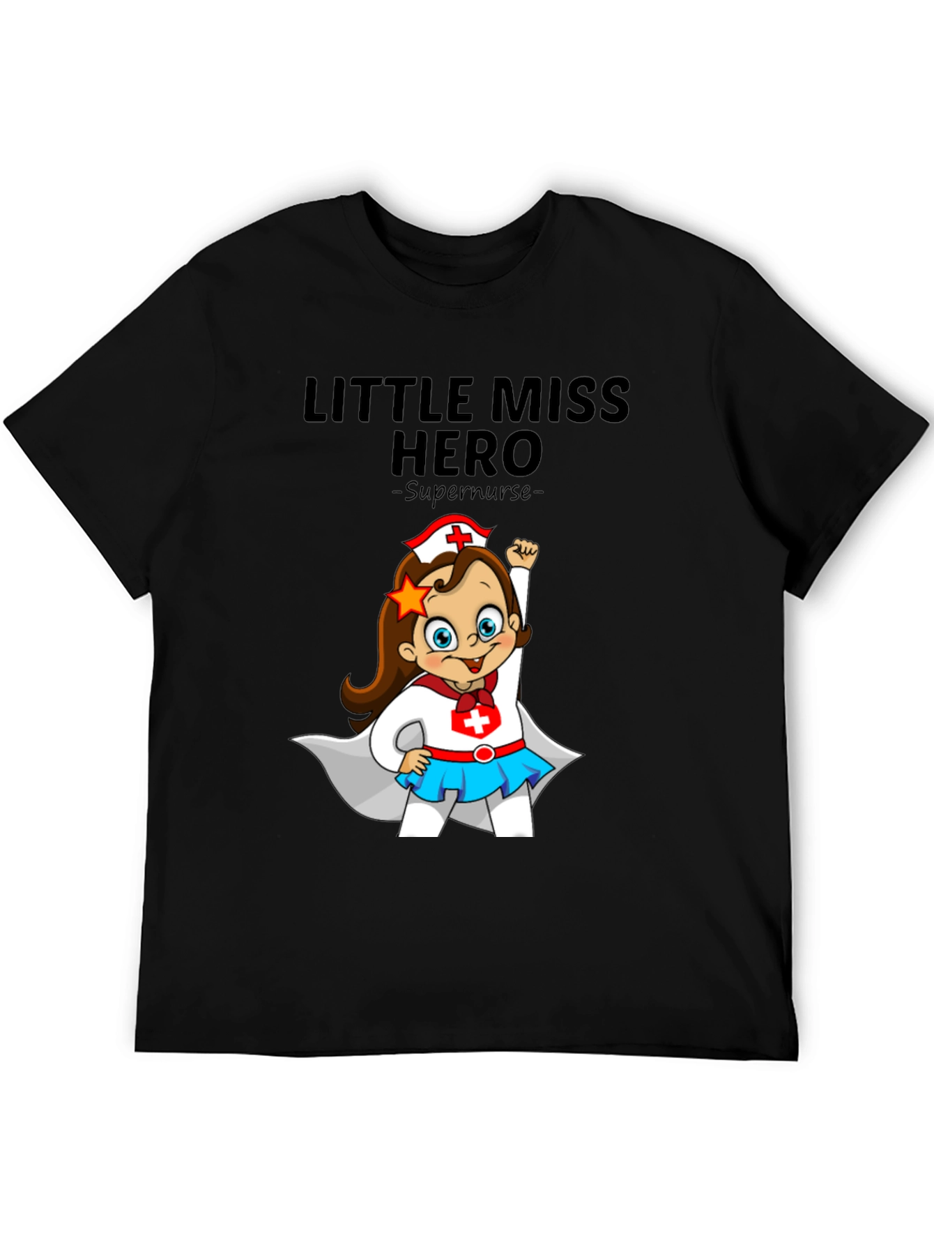 Black Little Miss Hero Supernurse Graphic Tee view 5
