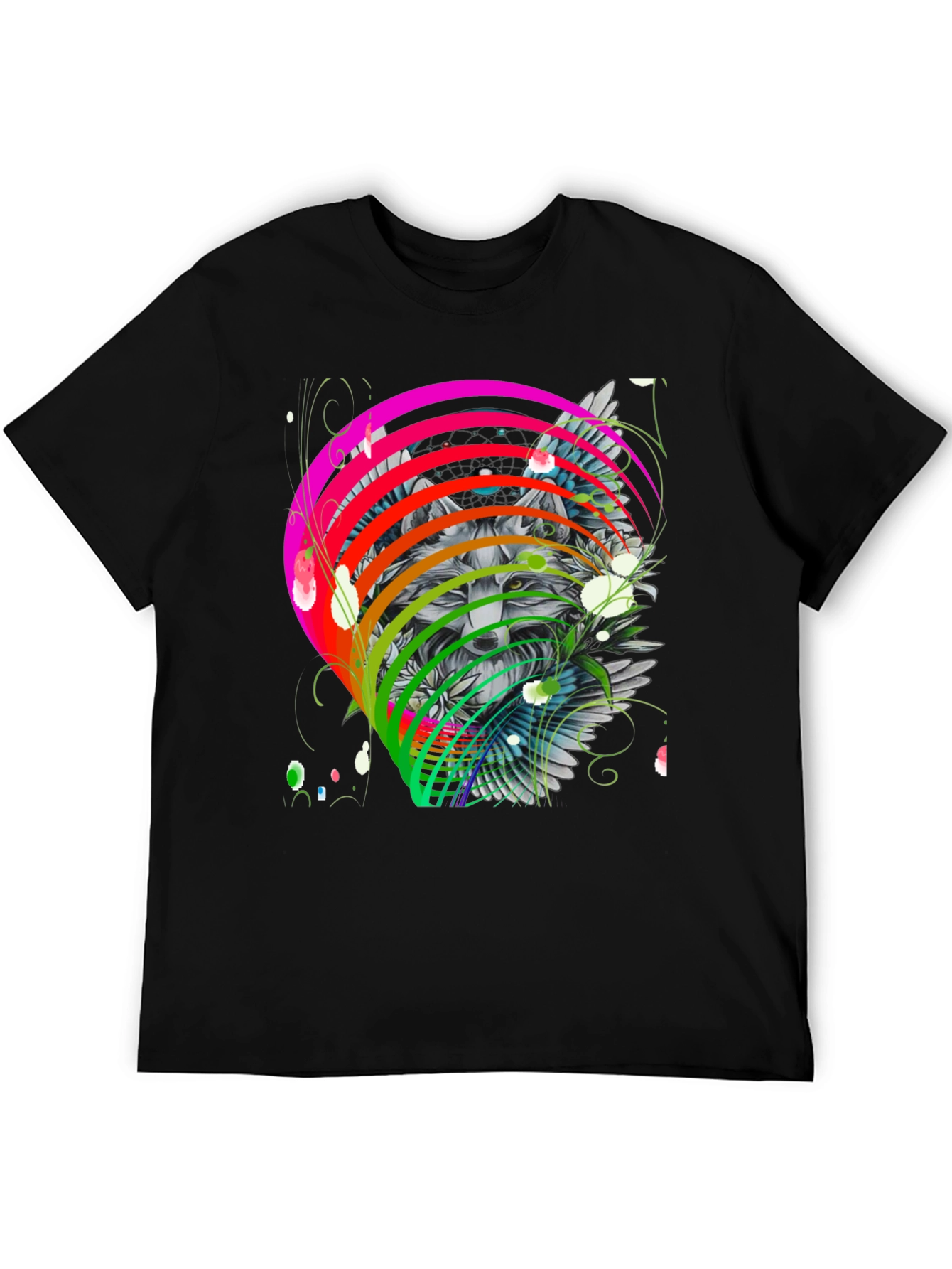 Black Wolf Rainbow T-Shirt - Men's Graphic Tee view 5