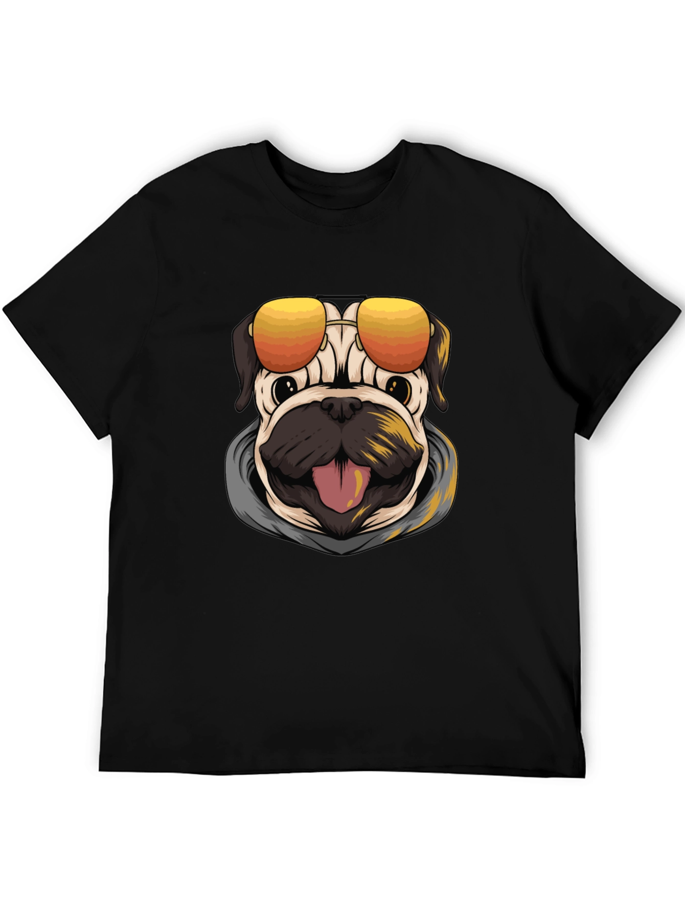 Black Cool Pug Graphic T-Shirt view 5