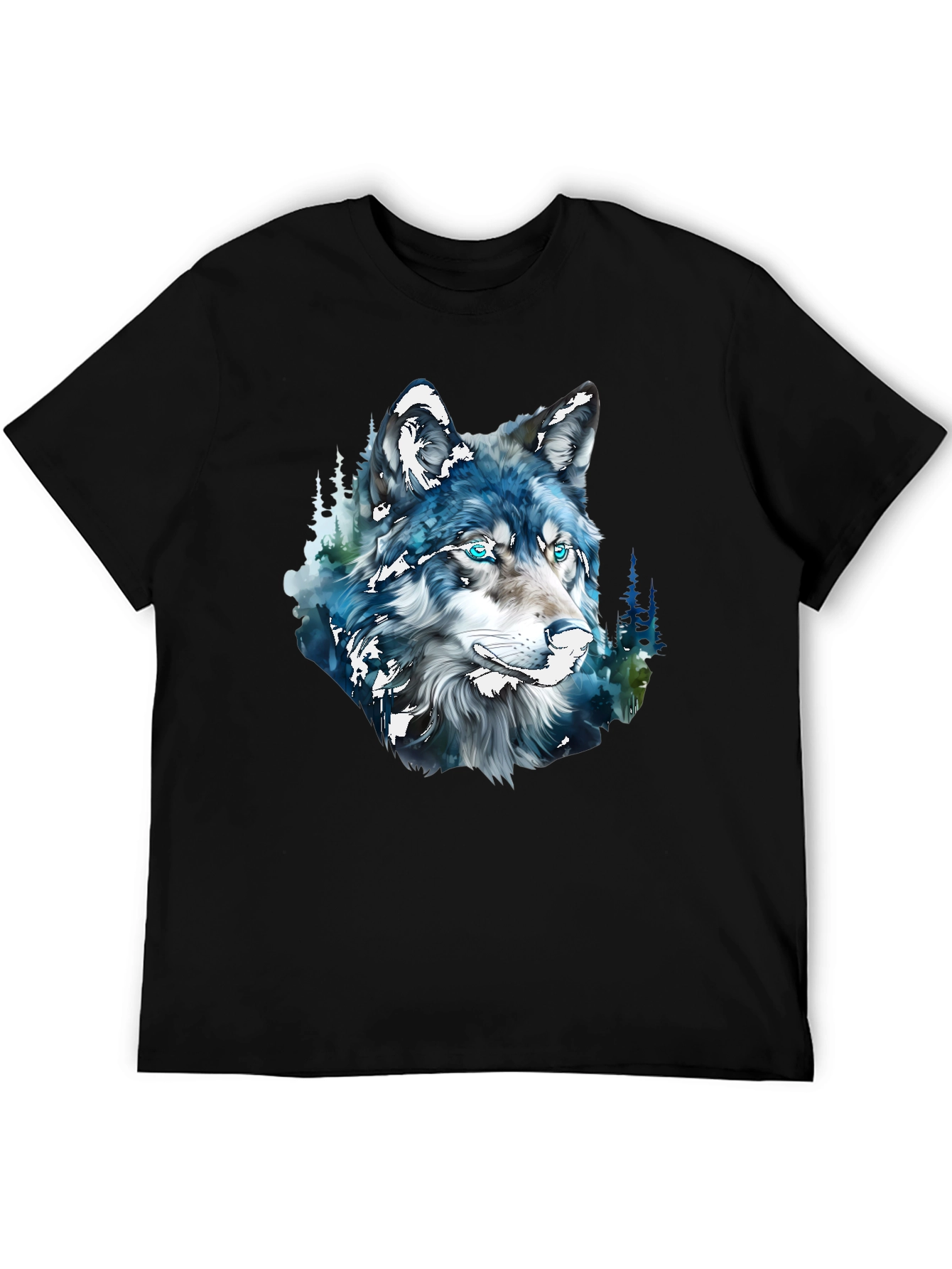 Black Wolf Graphic Print Black T-Shirt view 5