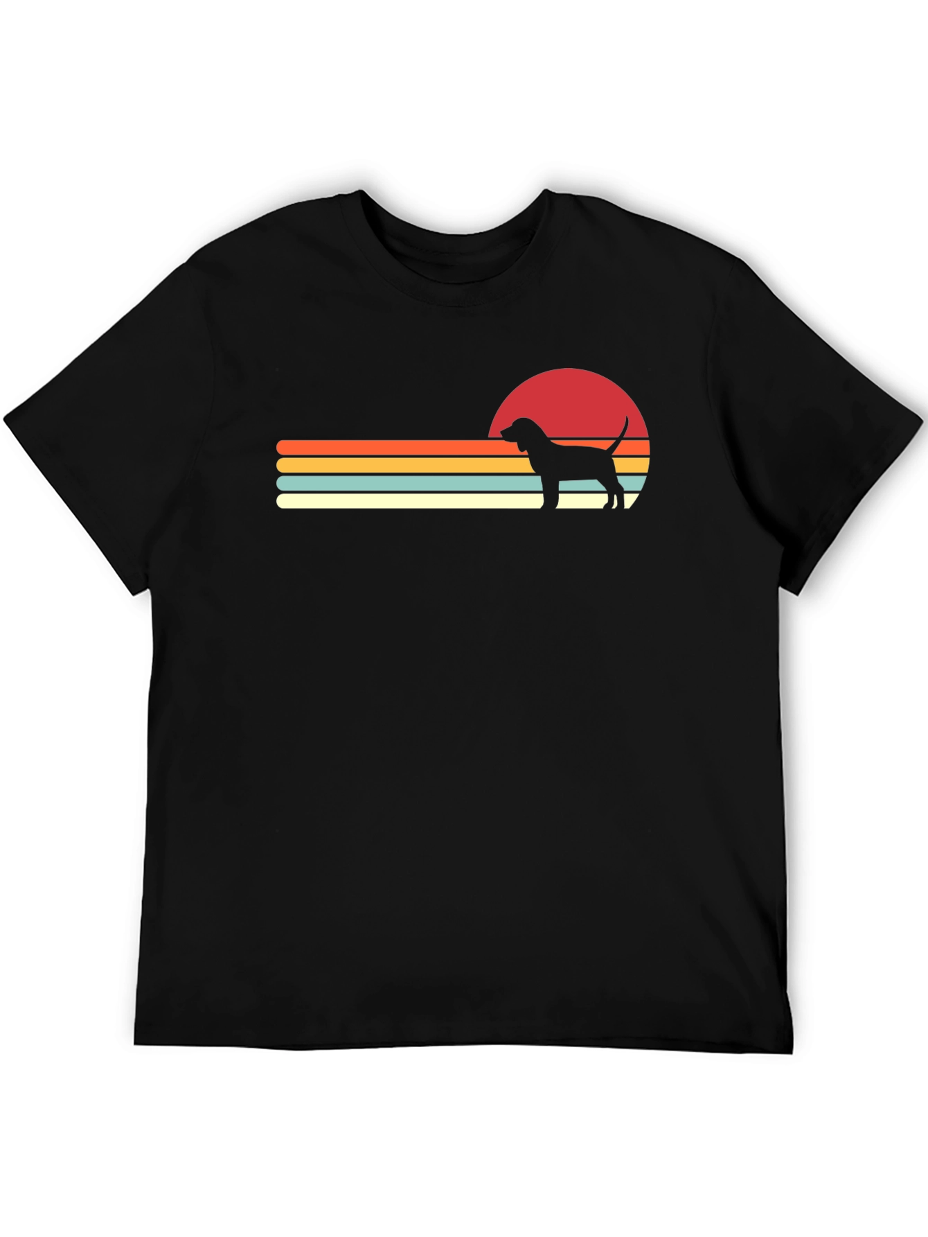 Retro Dog Sunset Graphic Tee - Black - 5