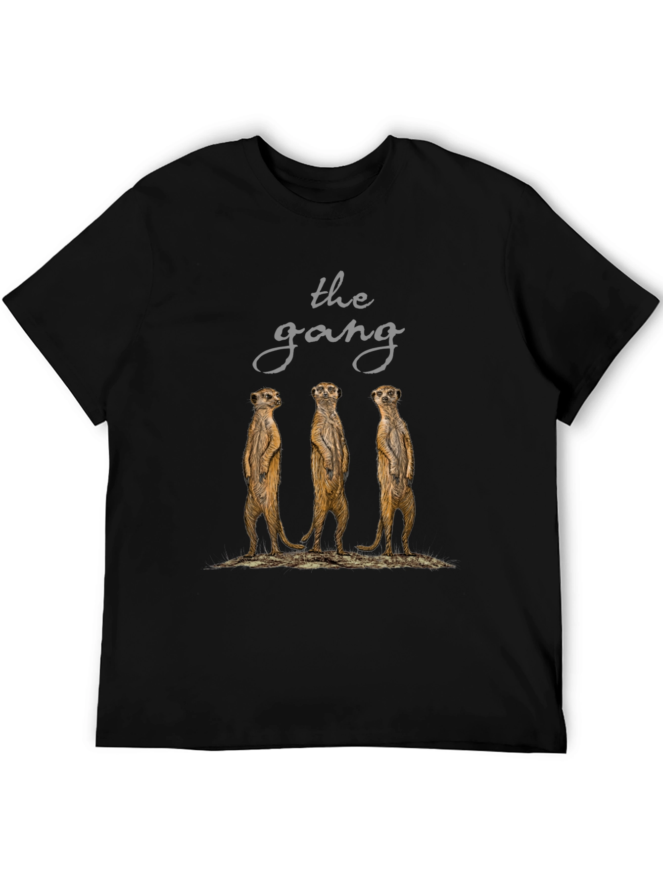 Black Meerkat Gang T-Shirt - Black Cotton Tee view 5