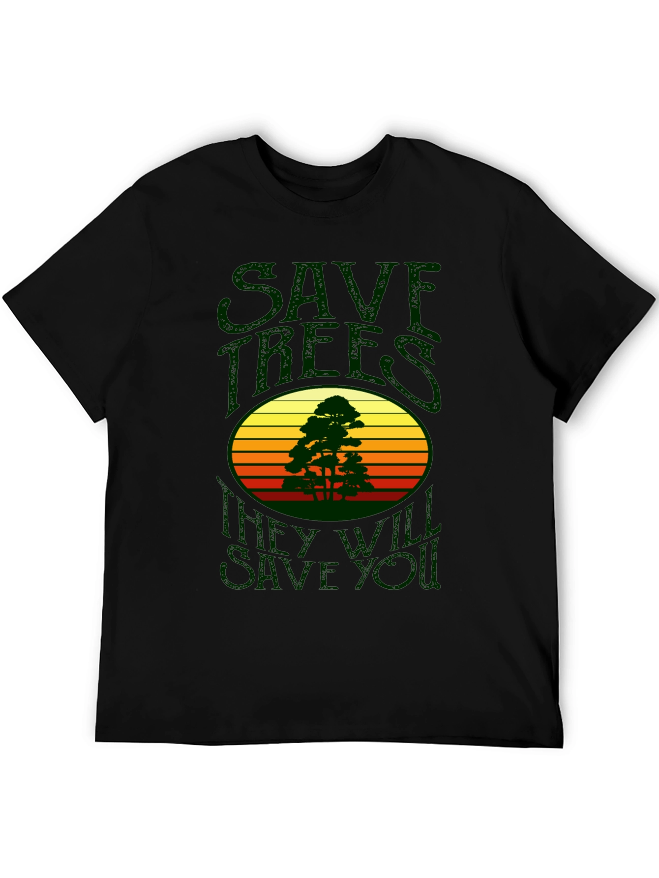 Black Save Trees T-Shirt - Retro Design view 5