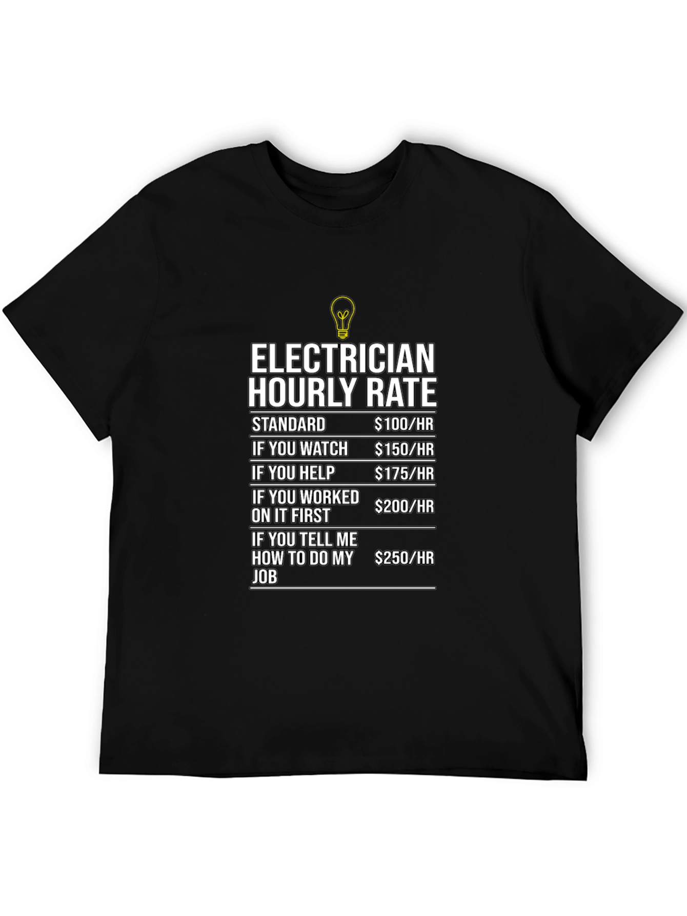Electrician Hourly Rate Humor Graphic T-Shirt - 5