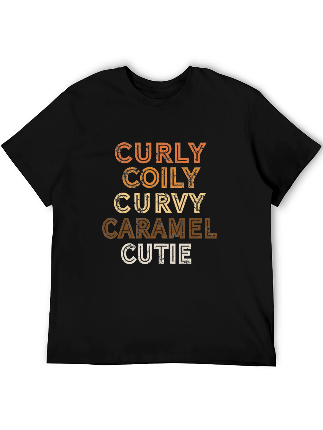 Black Curly Coily Curvy Caramel Cutie Graphic Tee view 5