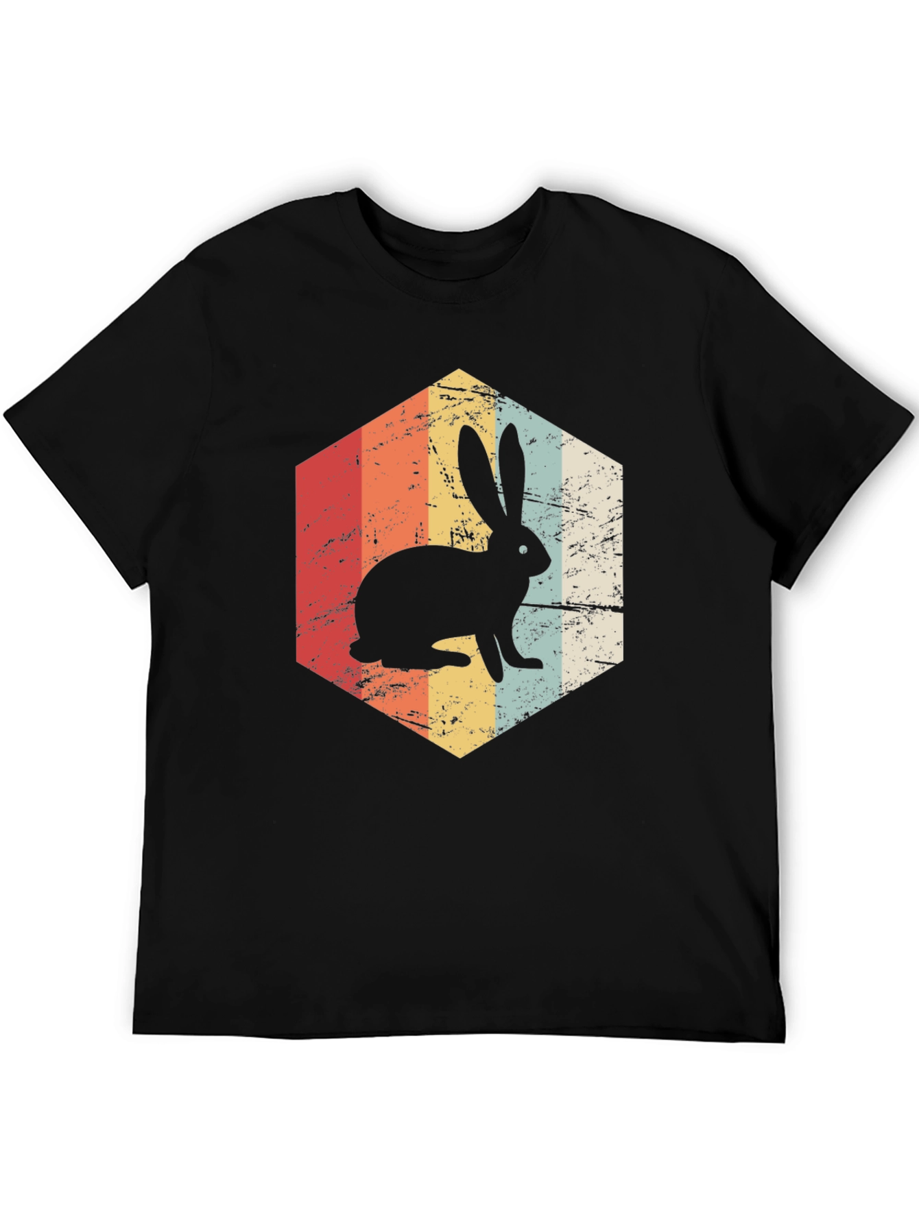Black Retro Rabbit Graphic Tee - Vintage Style Shirt view 5