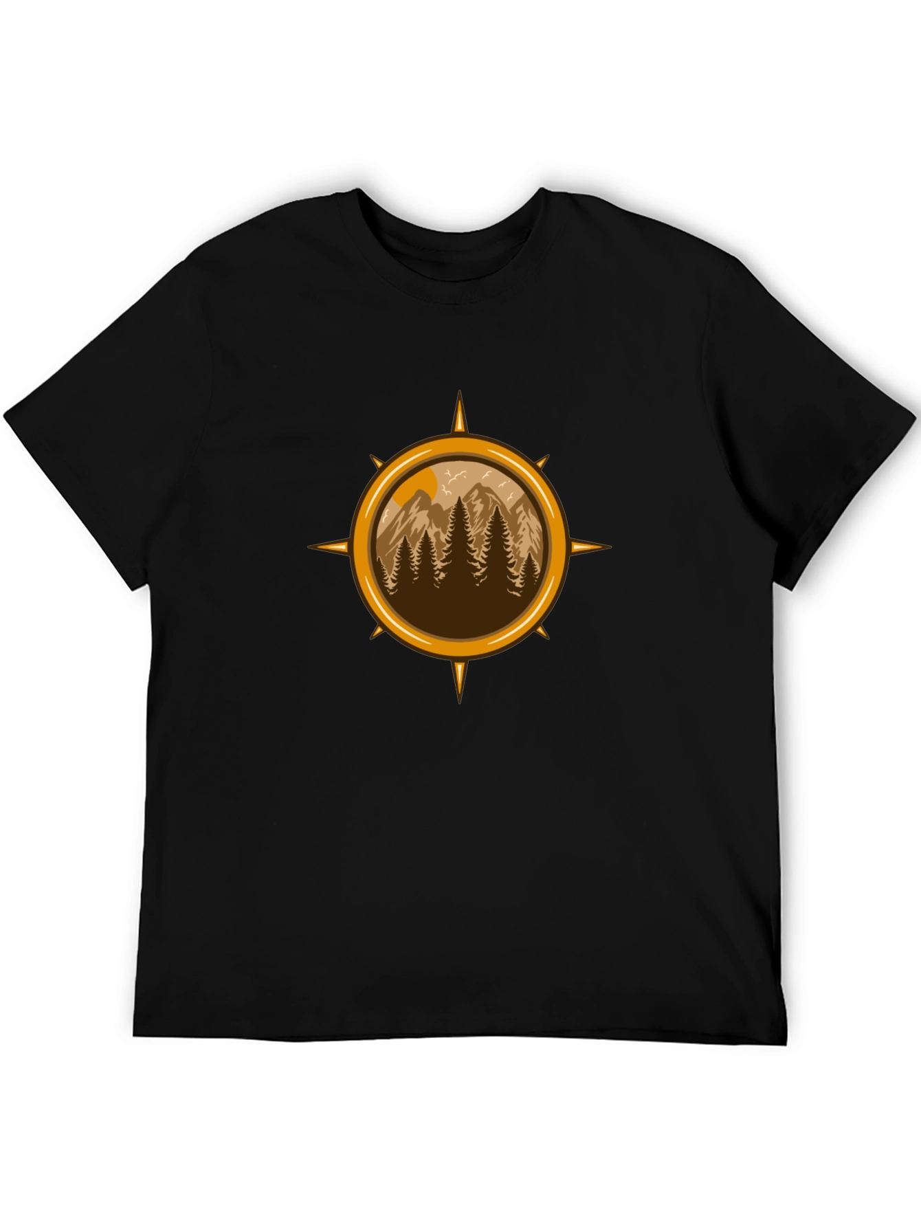 Black Nature Compass Graphic Tee - Adventure Awaits! view 5