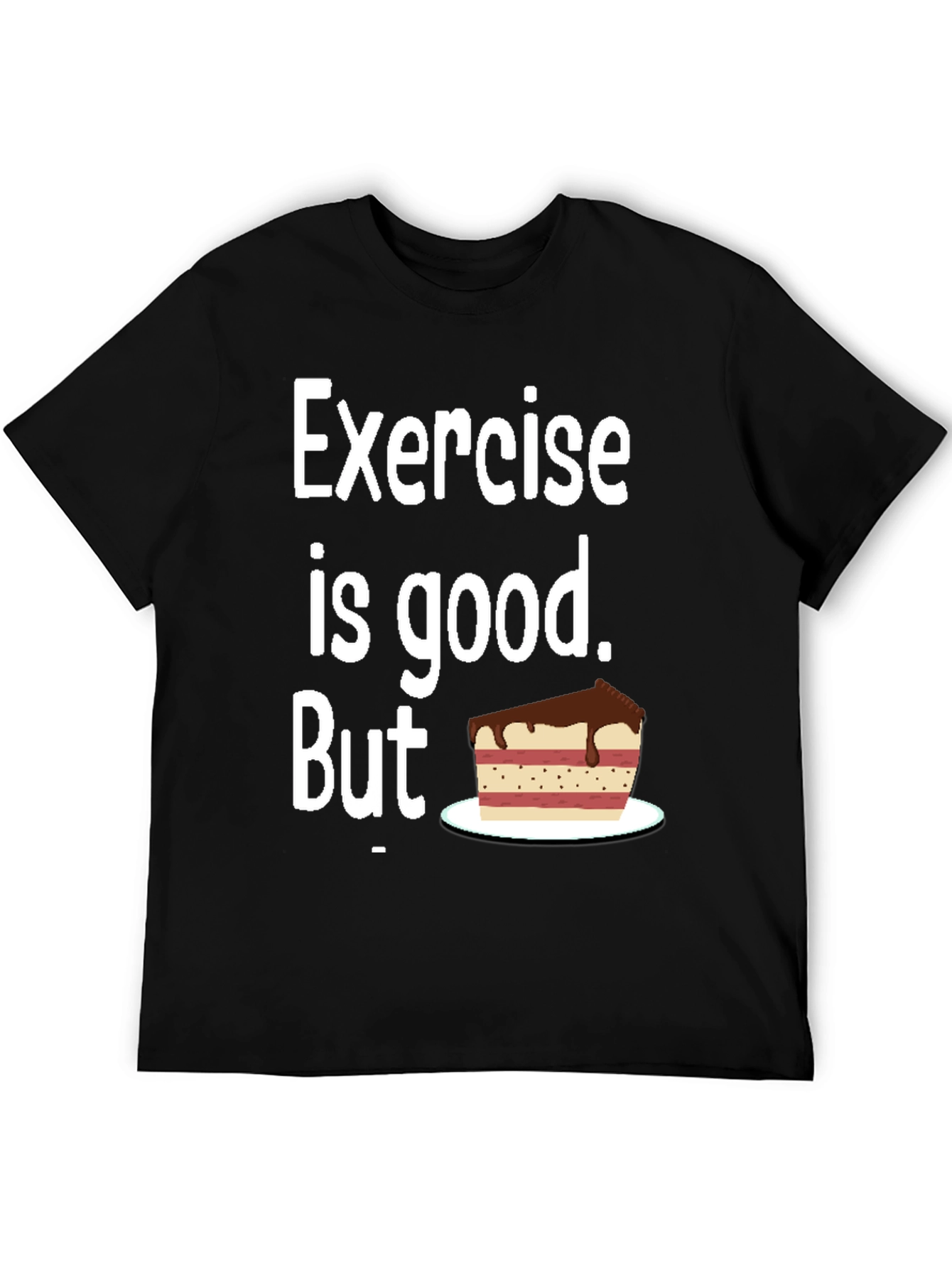 Black Funny Exercise Cake Lover T-Shirt view 5