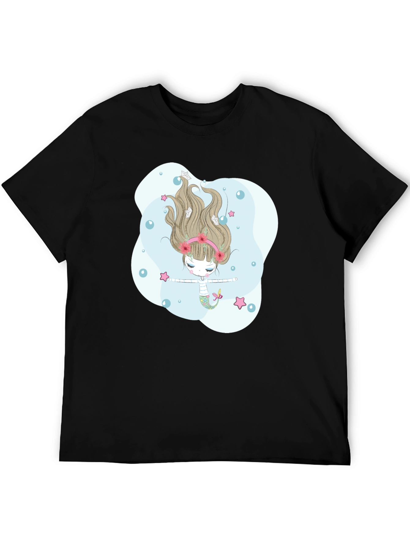 Black Mermaid Graphic Tee - Men's Black T-Shirt view 5