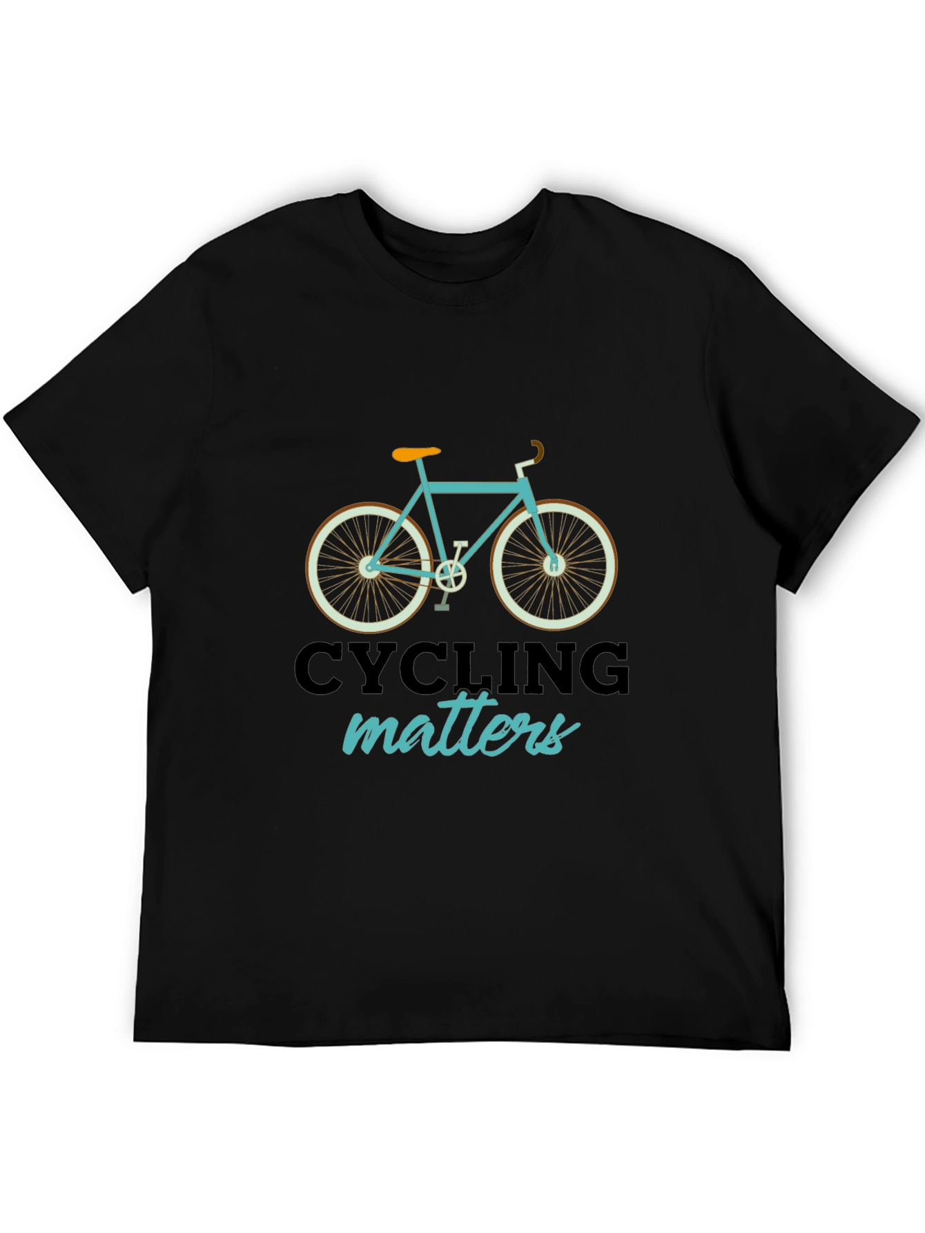 Black Cycling Matters Graphic T-Shirt, Mens Black Tee view 5