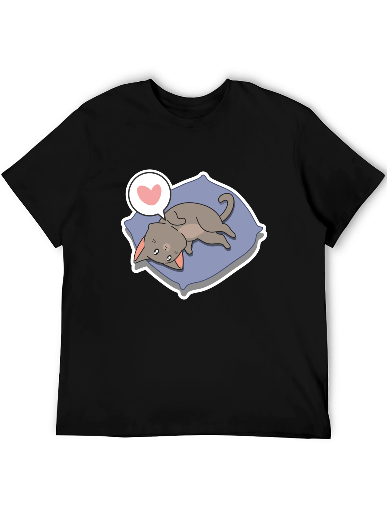 Black Cute Cartoon Cat T-Shirt view 5