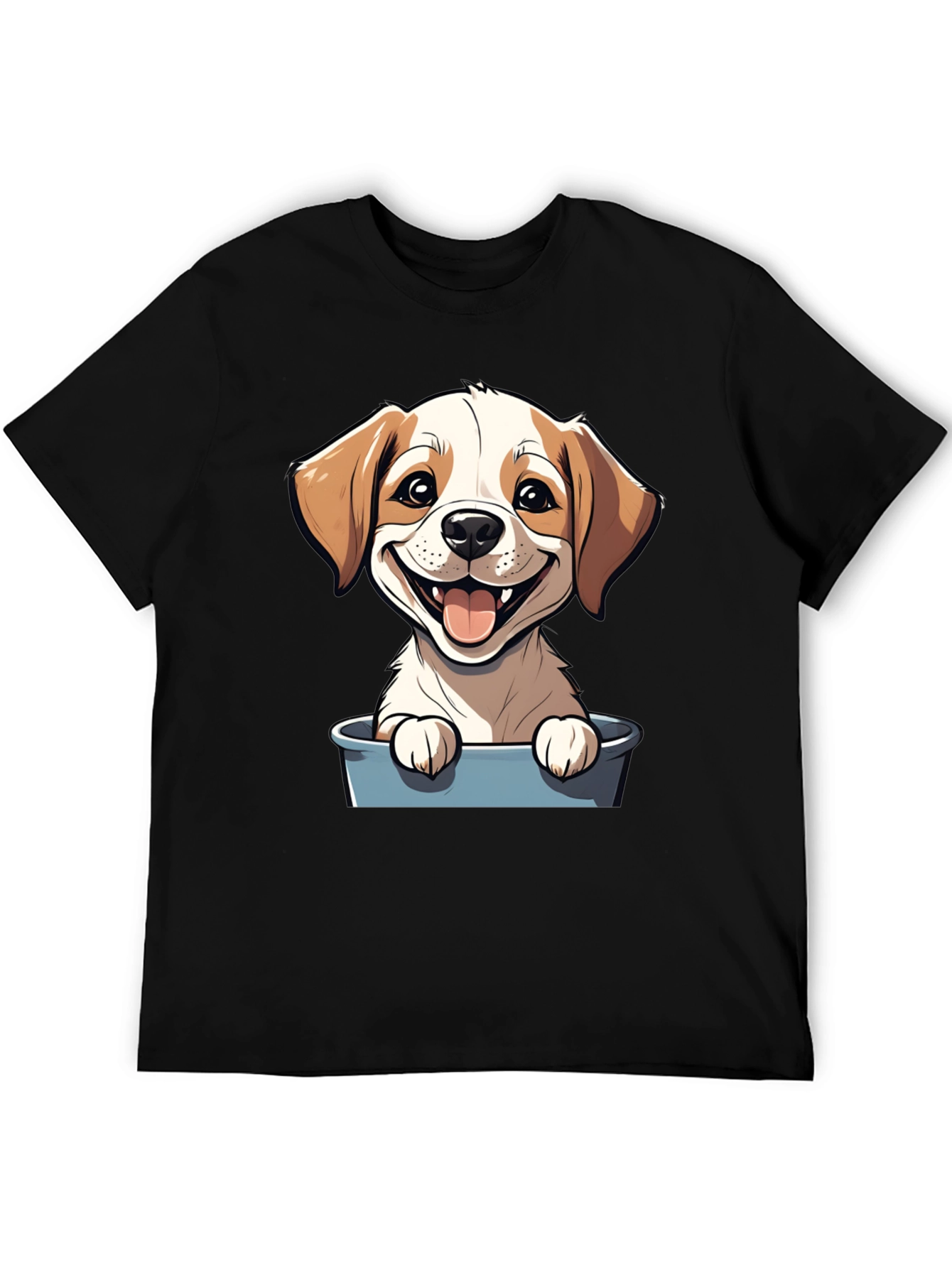 Black Cute Puppy in Bucket Graphic T-Shirt view 5