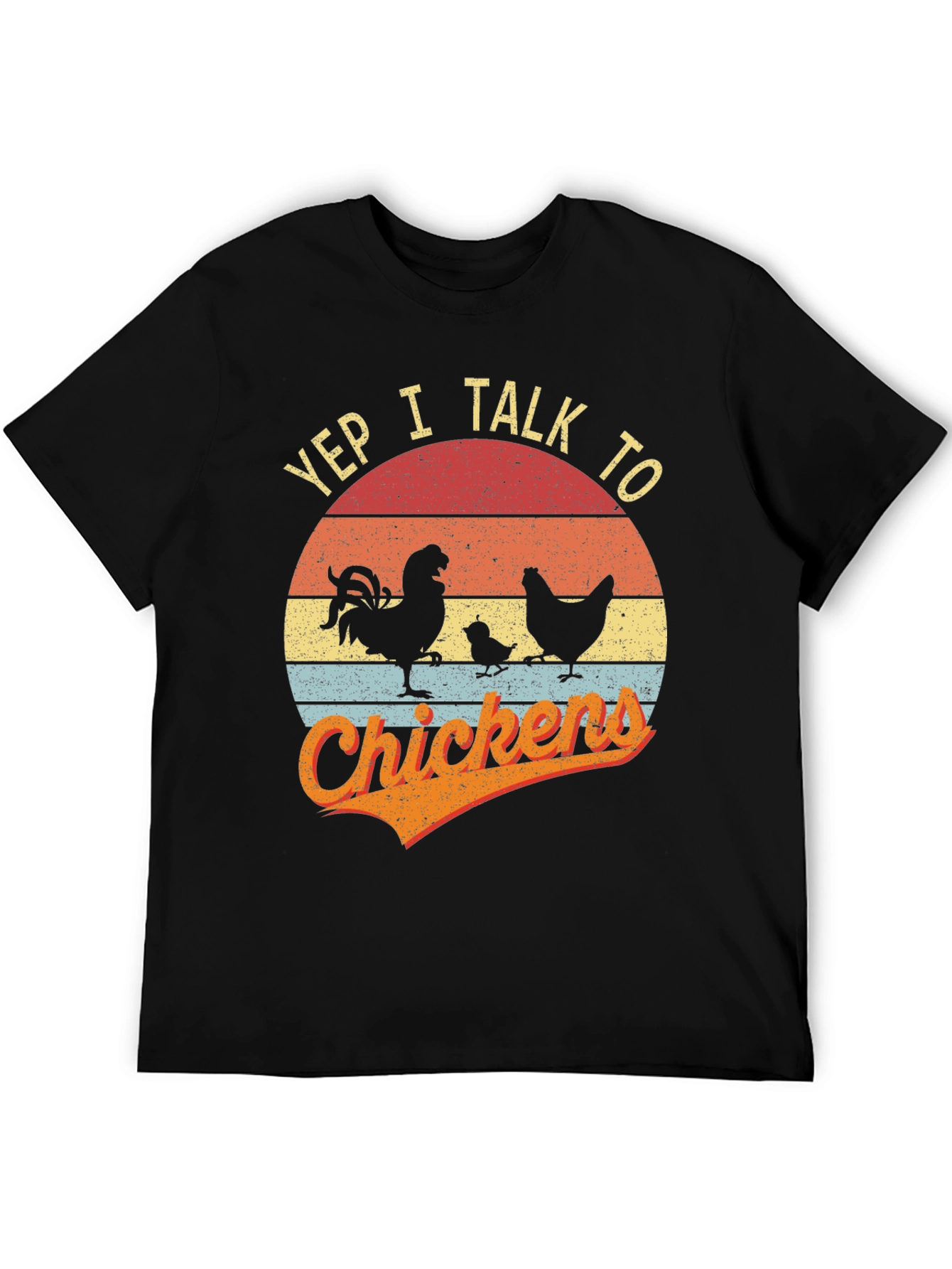 Black Yep I Talk to Chickens T-Shirt Vintage Style view 5