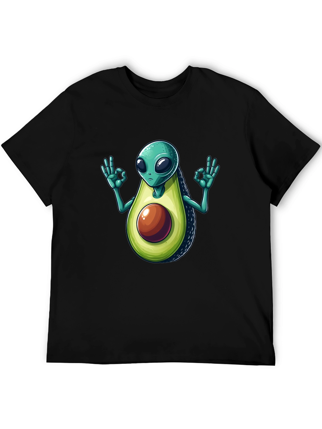 Black Alien Avocado T-Shirt - Funny Graphic Tee view 5