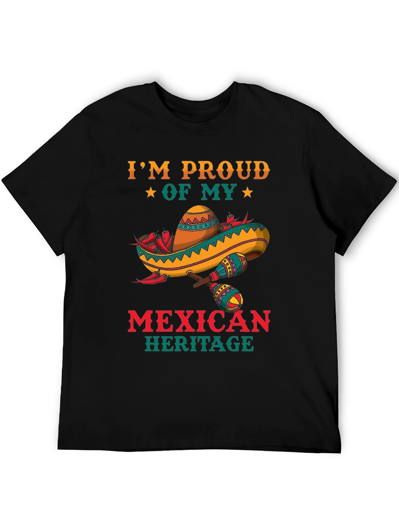 Black Proud Mexican Heritage Graphic T-Shirt - Black view 5