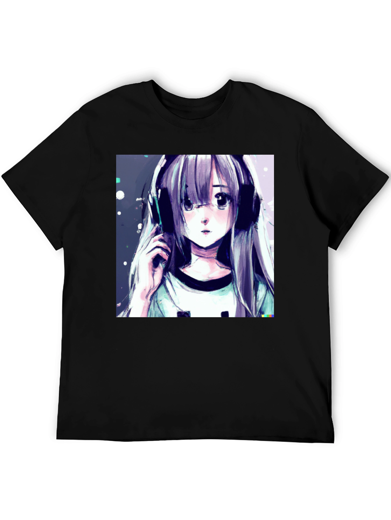Black Anime Girl Graphic Tee - Stylish Black T-Shirt view 5