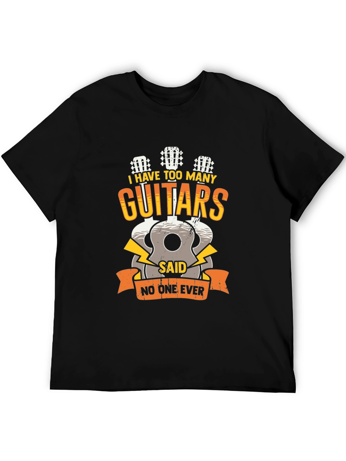Black Guitar Lover Tee: I Have Too Many Guitars! view 5