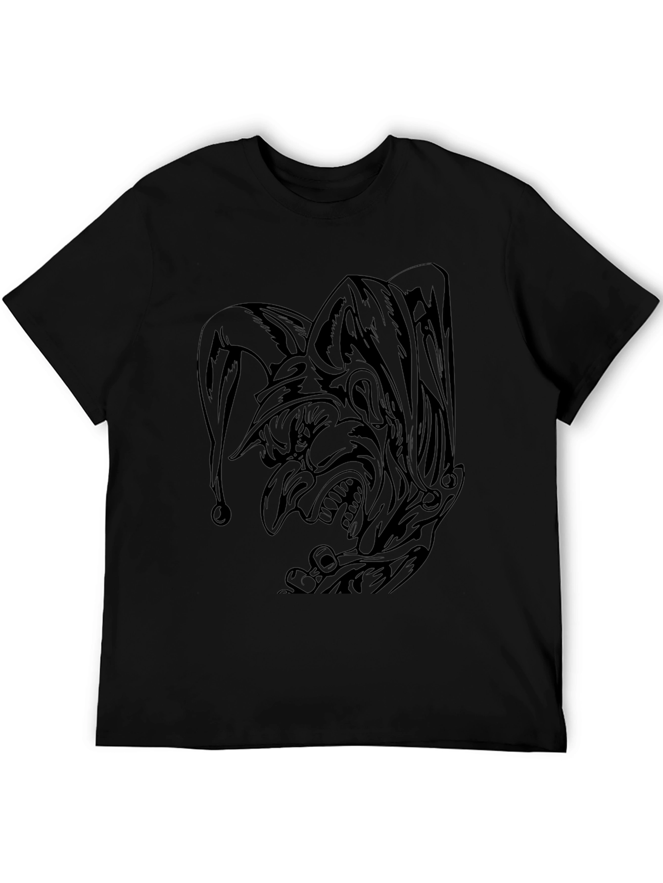 Black Dark Jester Graphic Tee - Black Cotton Blend T-Shirt view 5
