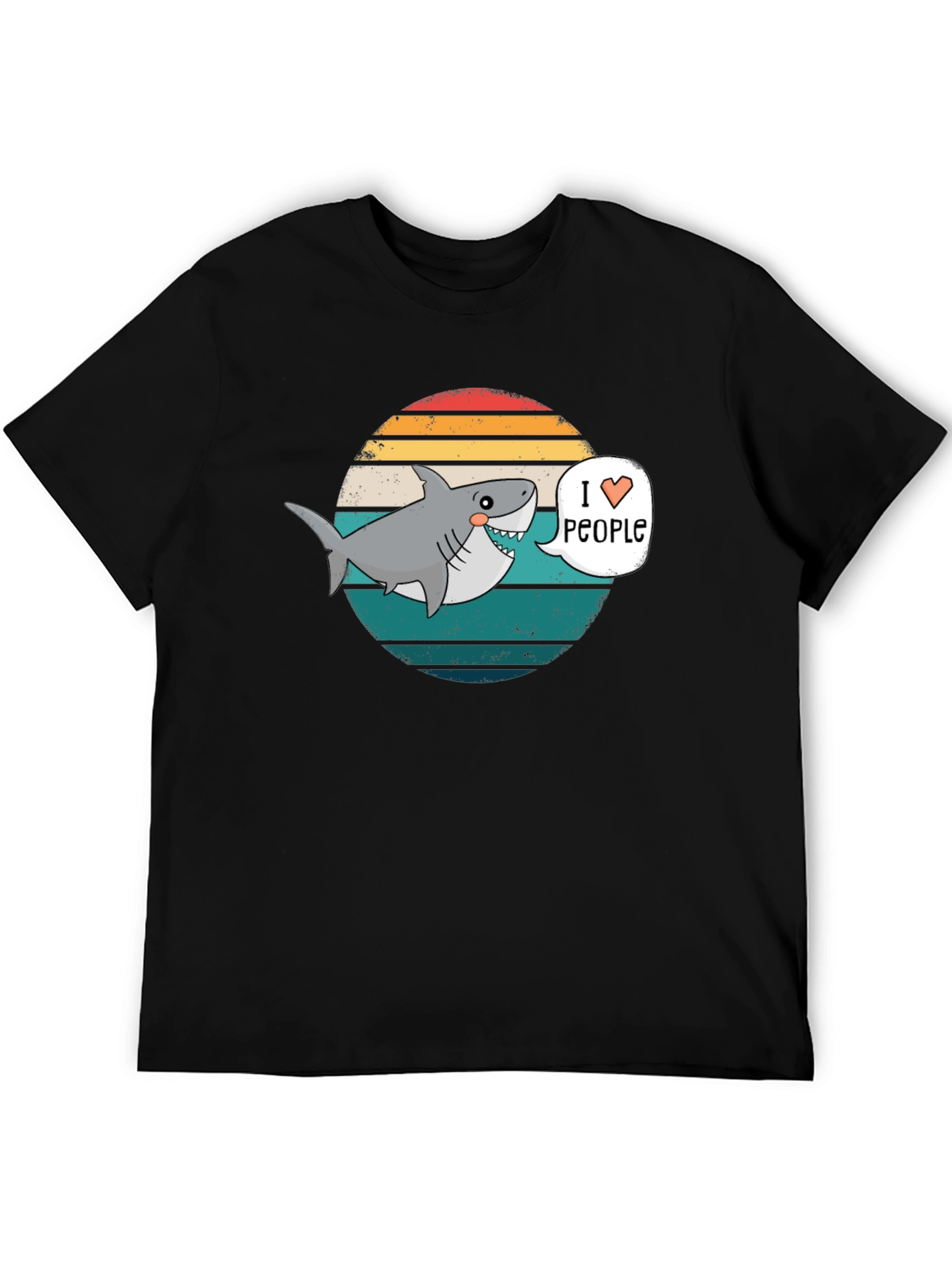 Black I Heart People Shark T-Shirt - Funny Graphic Tee view 5