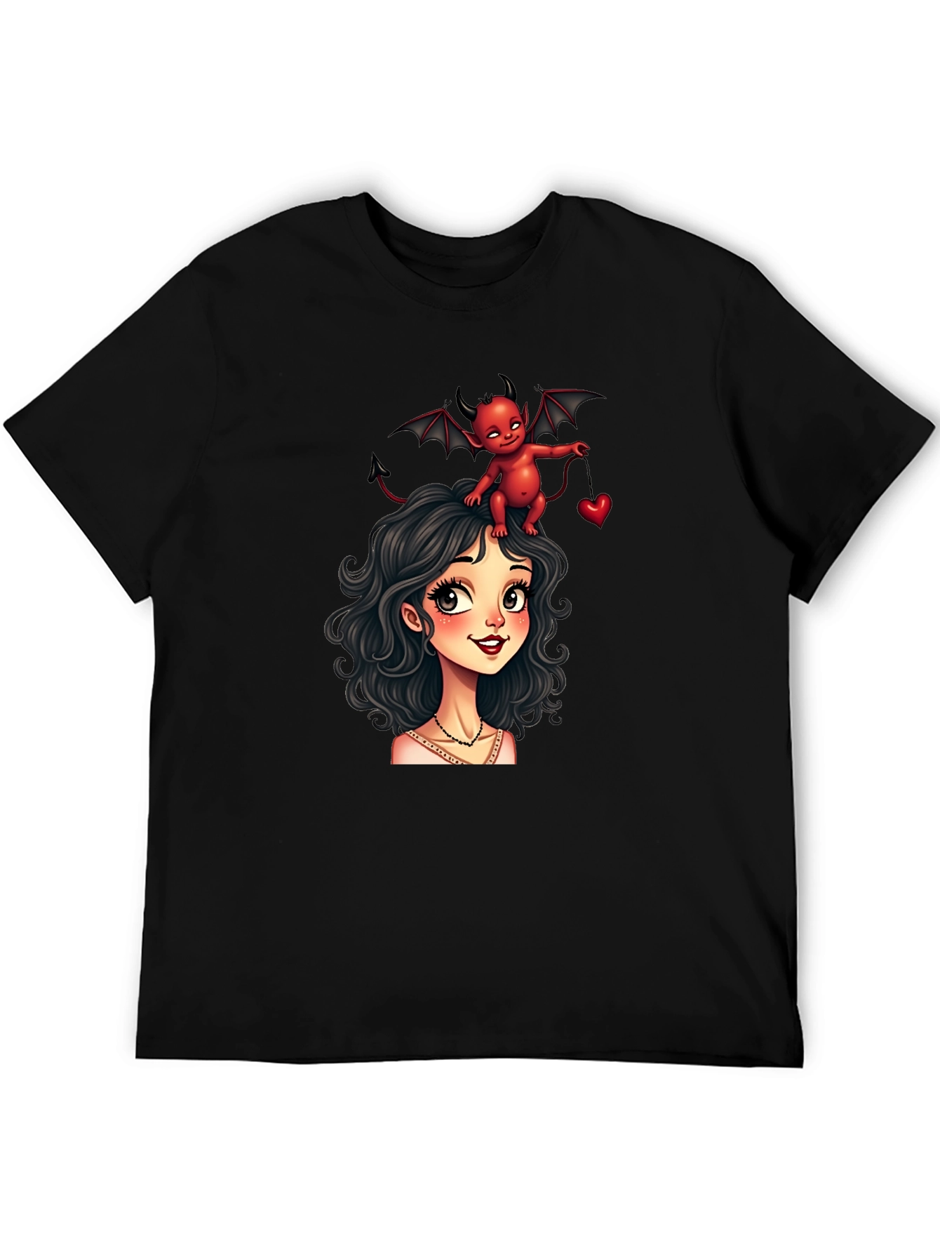 Black Devilishly Cute Black Graphic Tee view 5