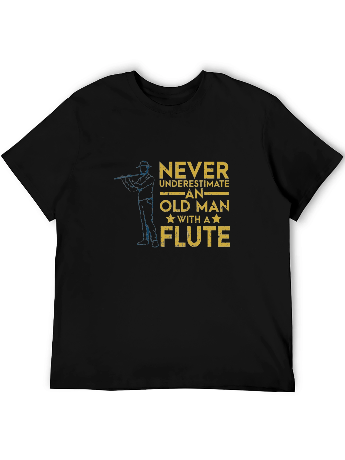 Black Never Underestimate Old Man With A Flute T-Shirt view 5