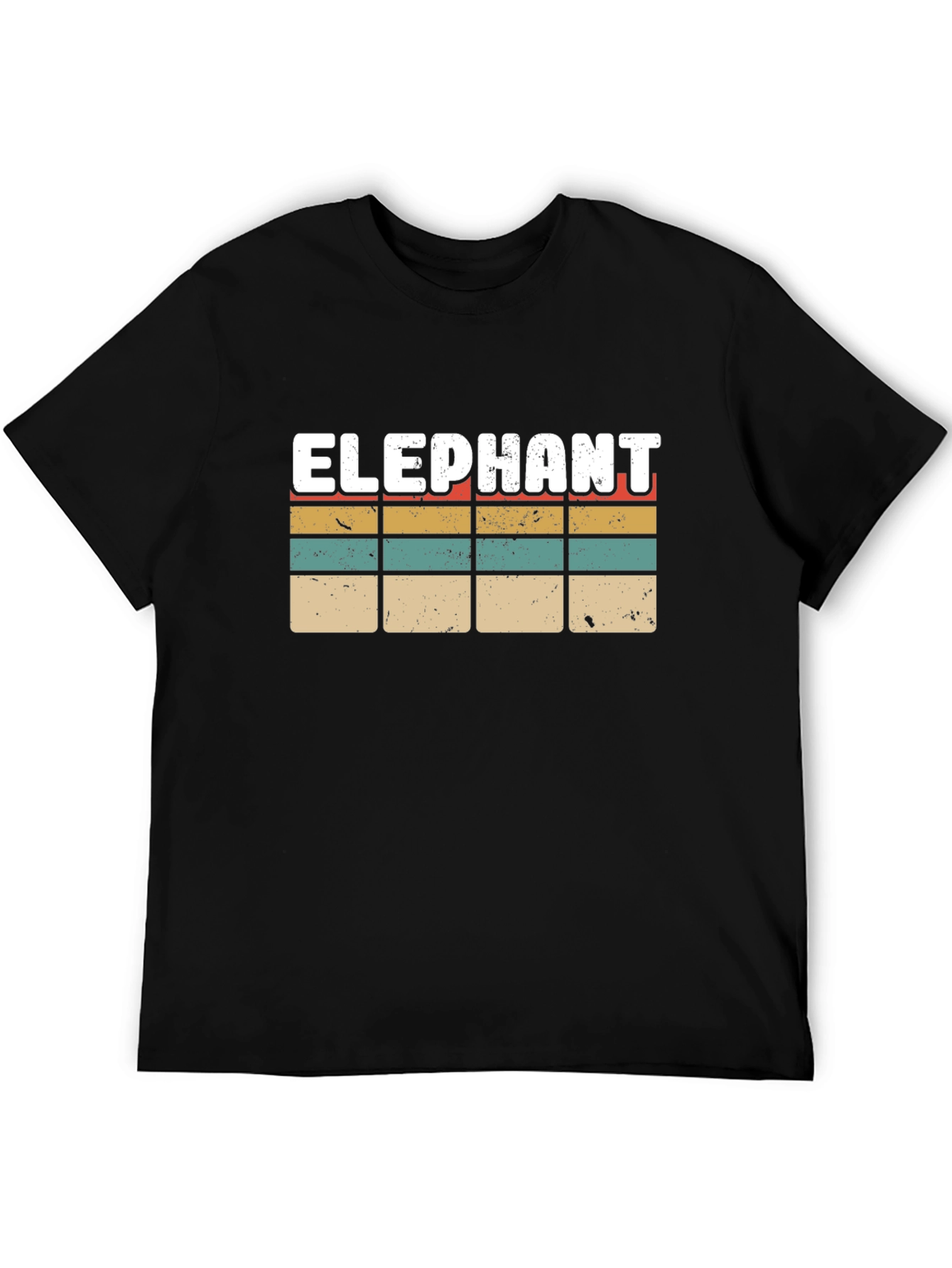 Black Retro Elephant Graphic T-Shirt | Vintage Striped Tee view 5