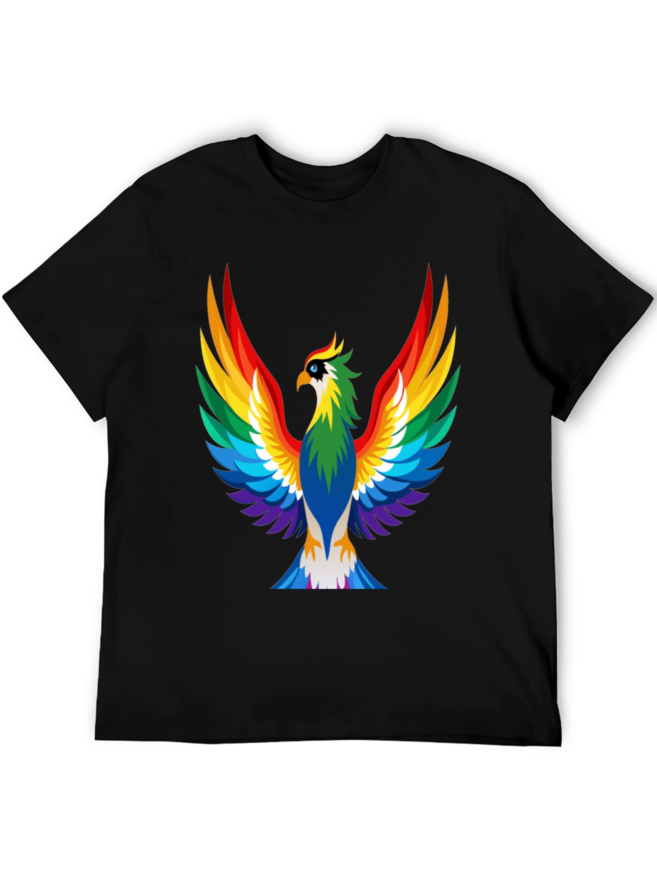 Black Rainbow Phoenix Graphic Tee - Bold Black Shirt view 5