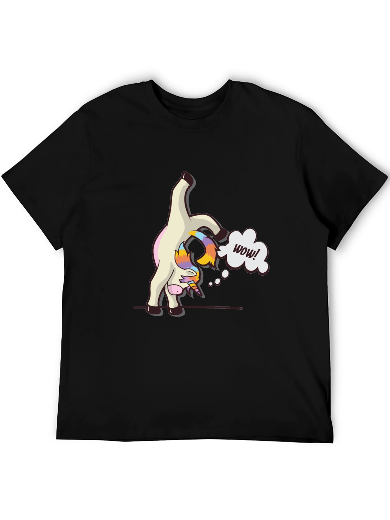 Black Funny Unicorn Yoga Pose Black T-Shirt view 5