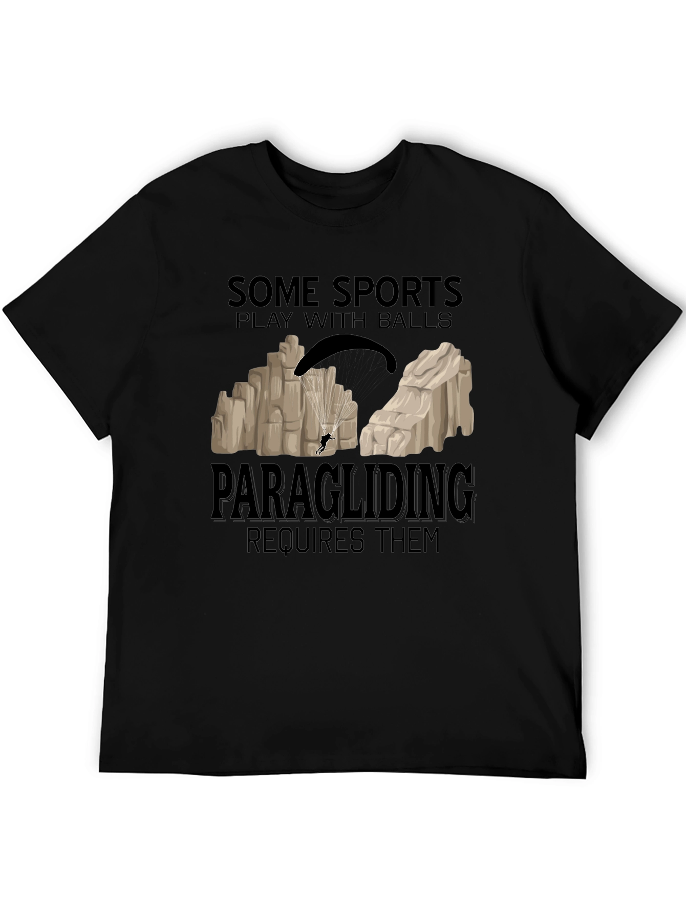 Black Paragliding Requires Balls Graphic Tee view 5
