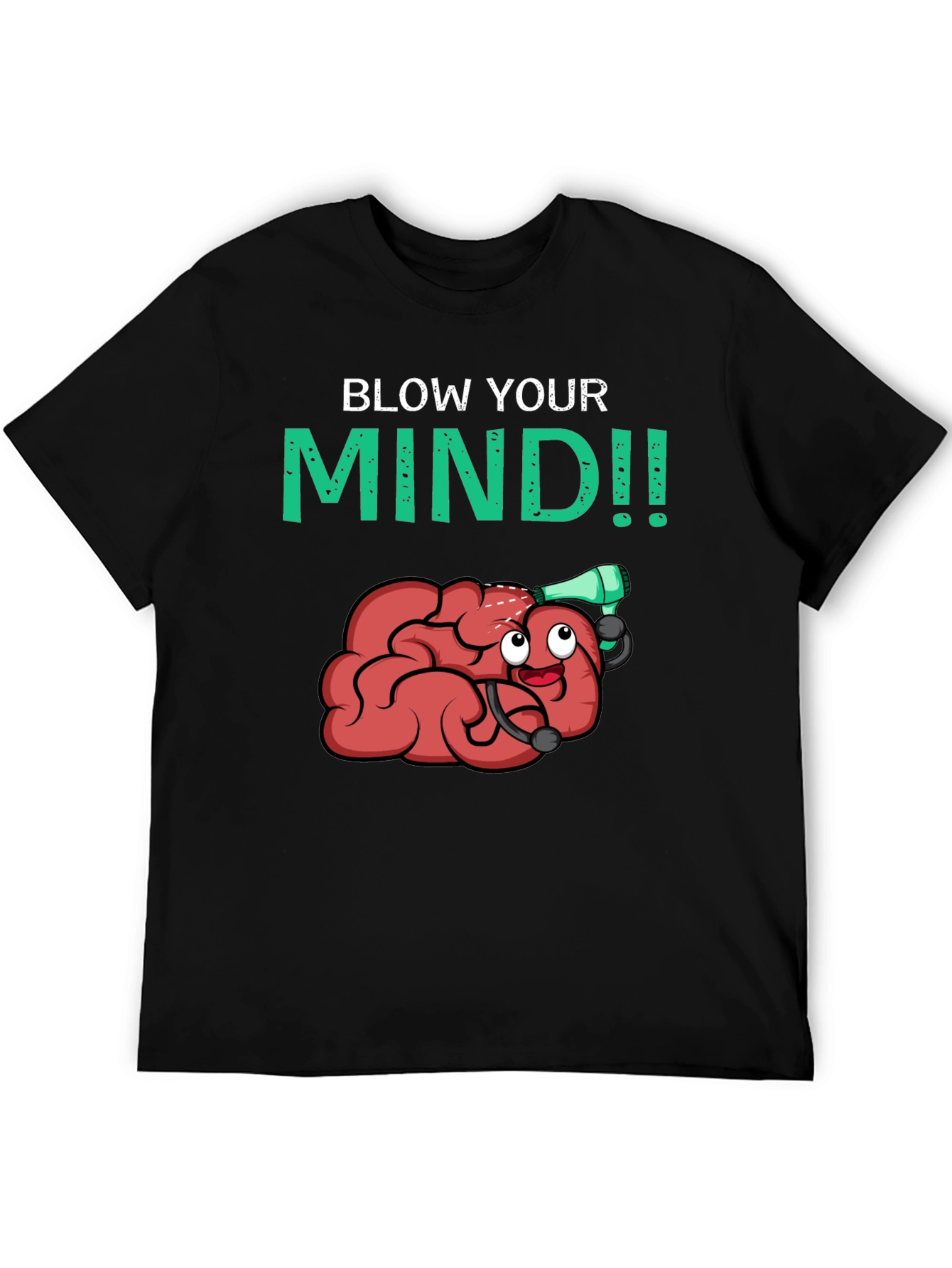 Black Blow Your Mind T-Shirt - Funny Brain Cartoon Tee view 5