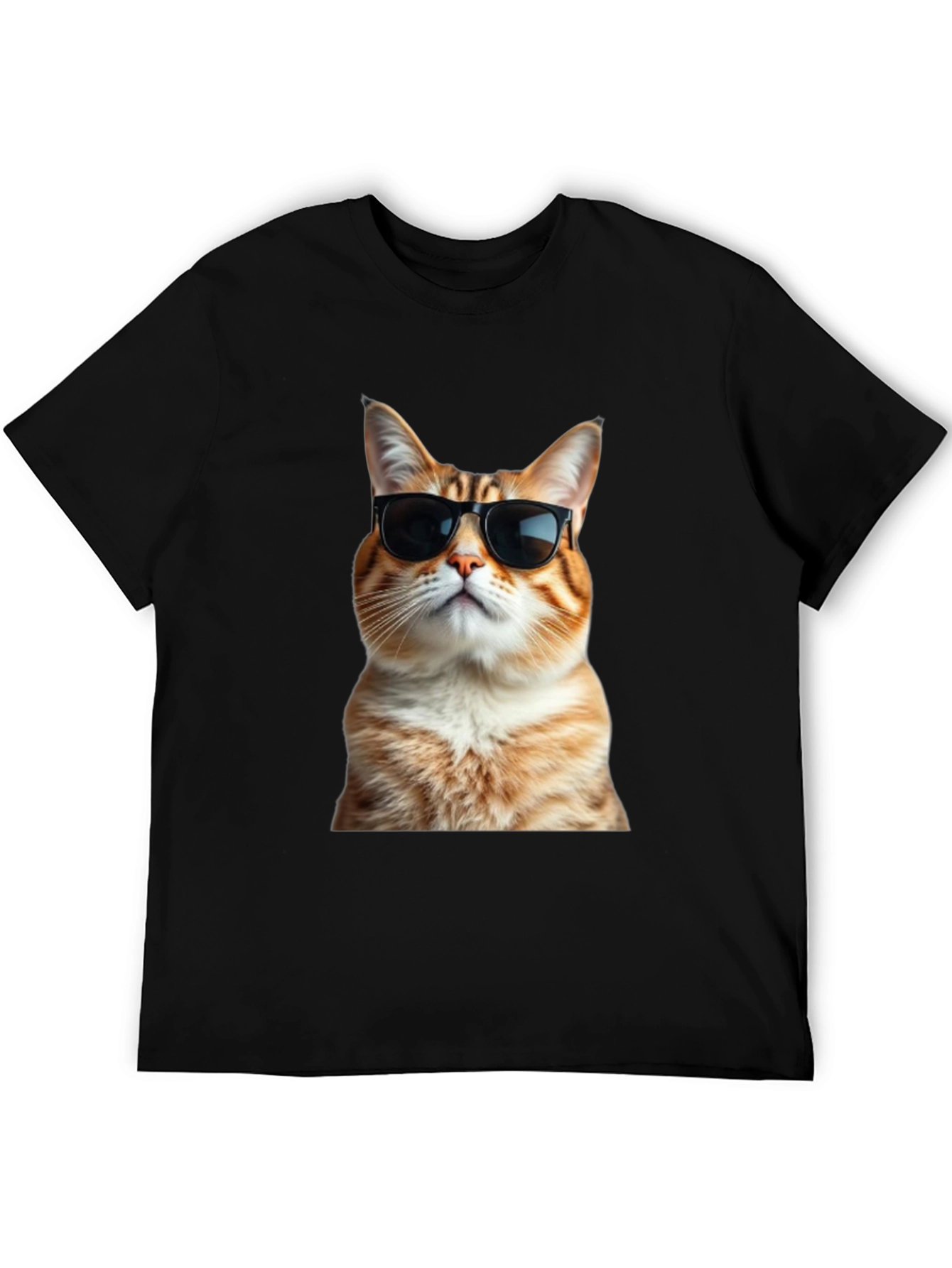 Black Cool Cat T-Shirt - Black Cotton Tee view 5