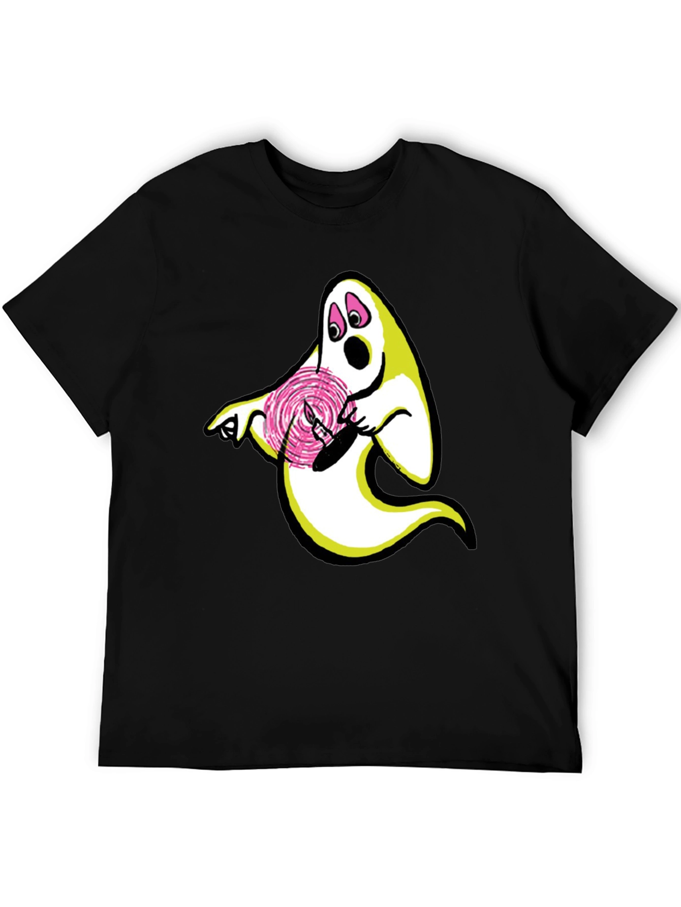 Black Ghost Lollipop Graphic Black T-Shirt view 5
