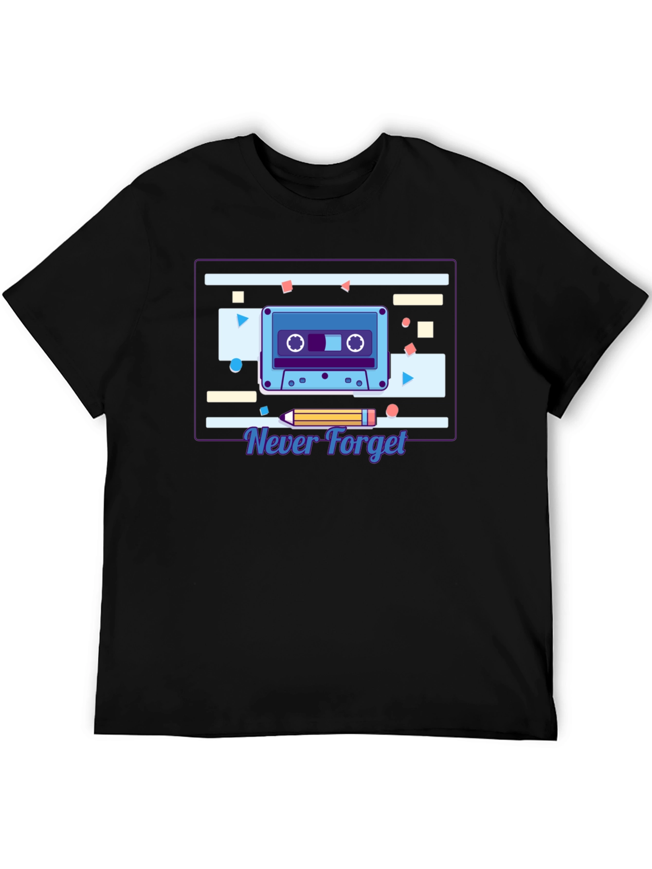Black Retro Cassette Tape Graphic T-Shirt - Never Forget view 5