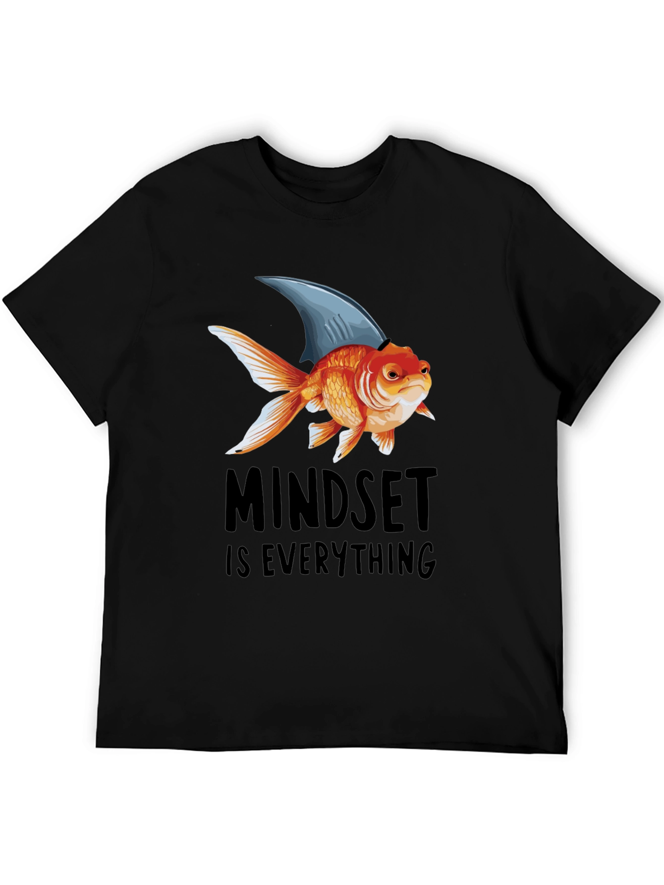 Black Mindset is Everything T-Shirt: Goldfish with Shark Fin view 5