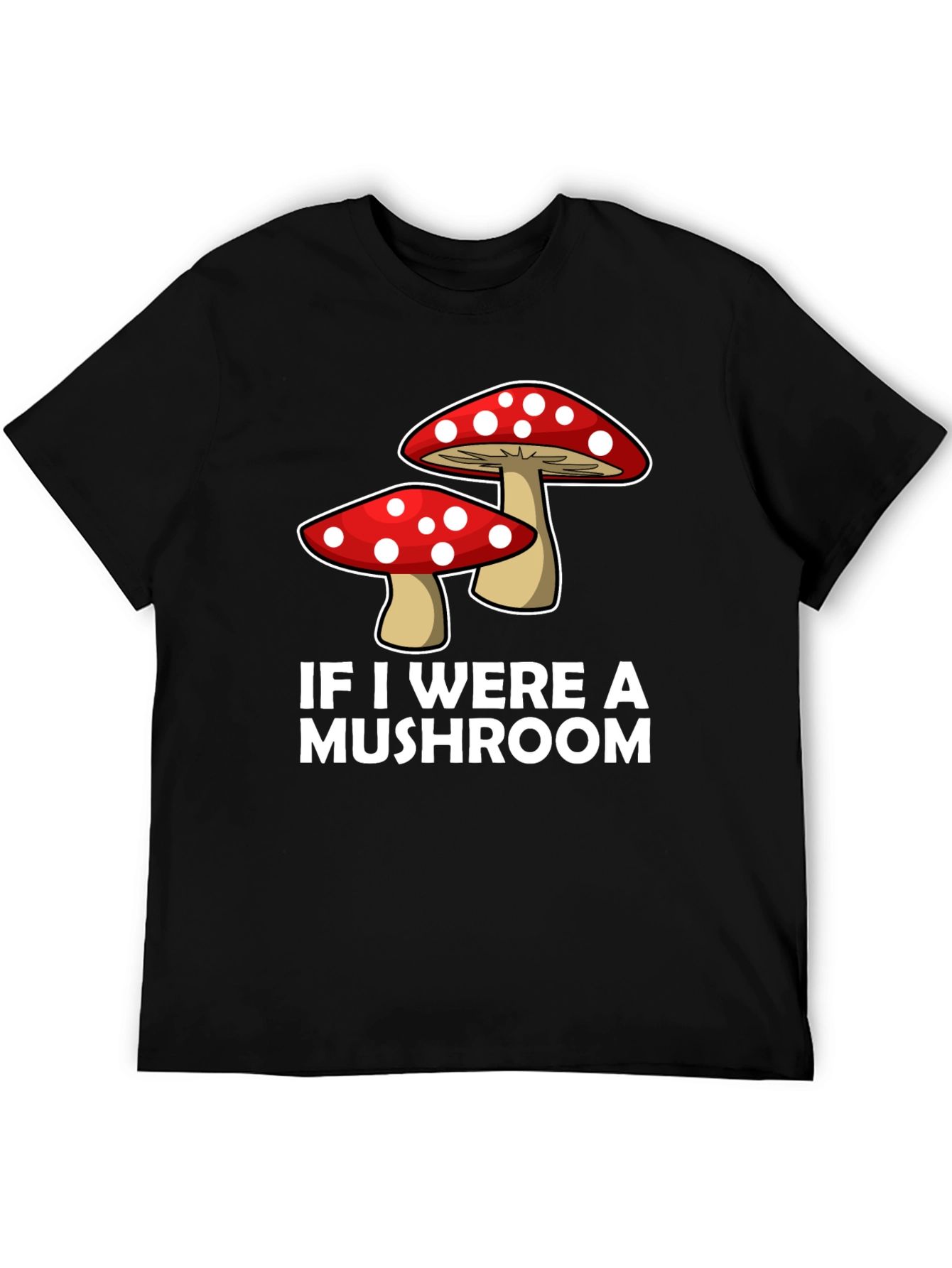 Black Mushroom Graphic Tee - Funny Men's Crew Neck T-Shirt view 5