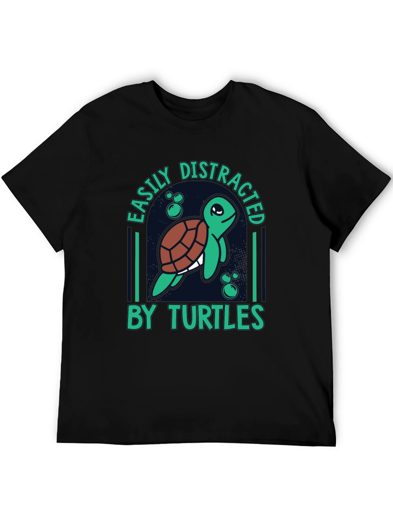 Black Easily Distracted by Turtles Graphic Tee view 5