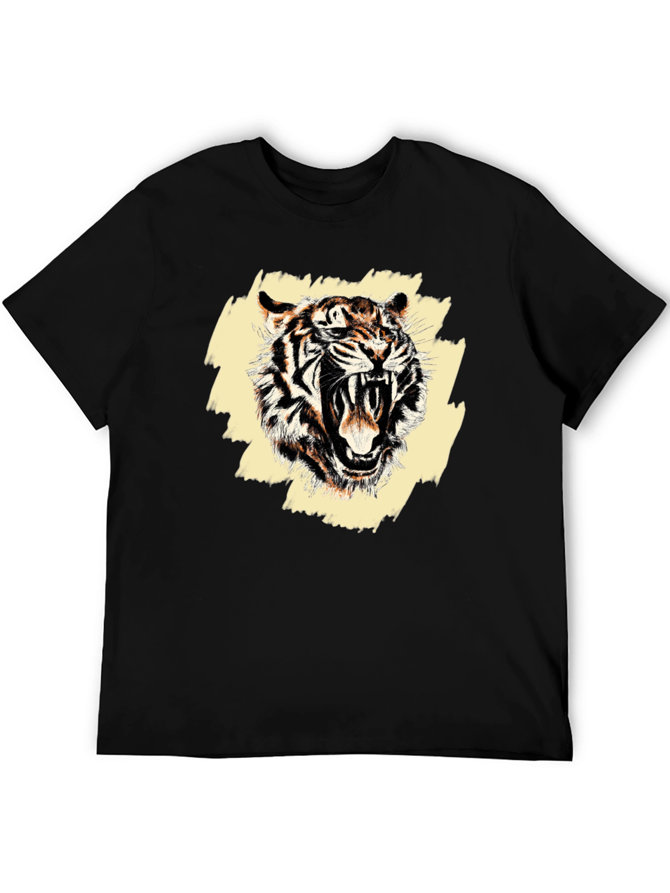 Black Roaring Tiger Graphic Tee - Men's Black T-Shirt view 5