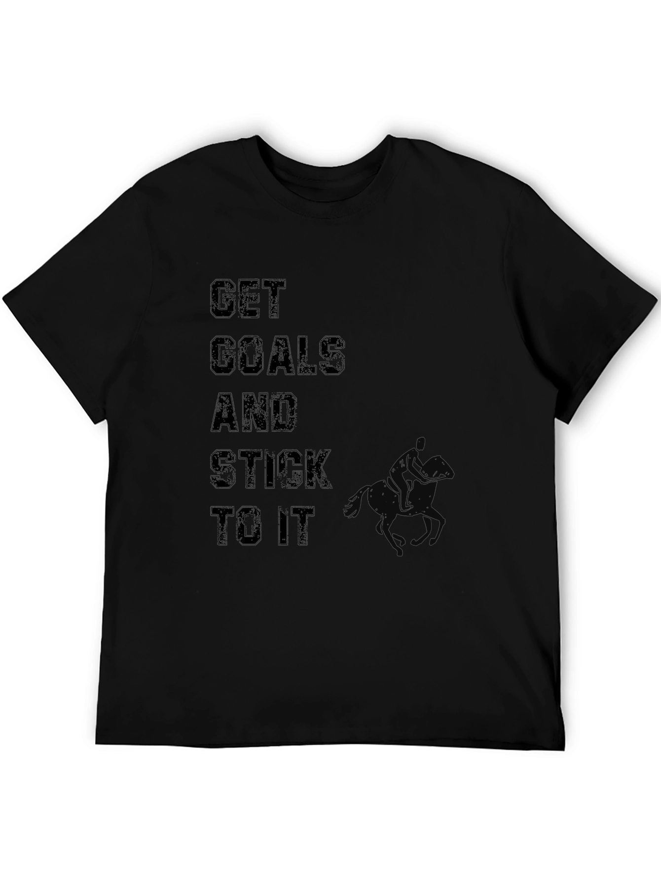Black Get Goals & Stick to It - Graphic Black T-Shirt view 5