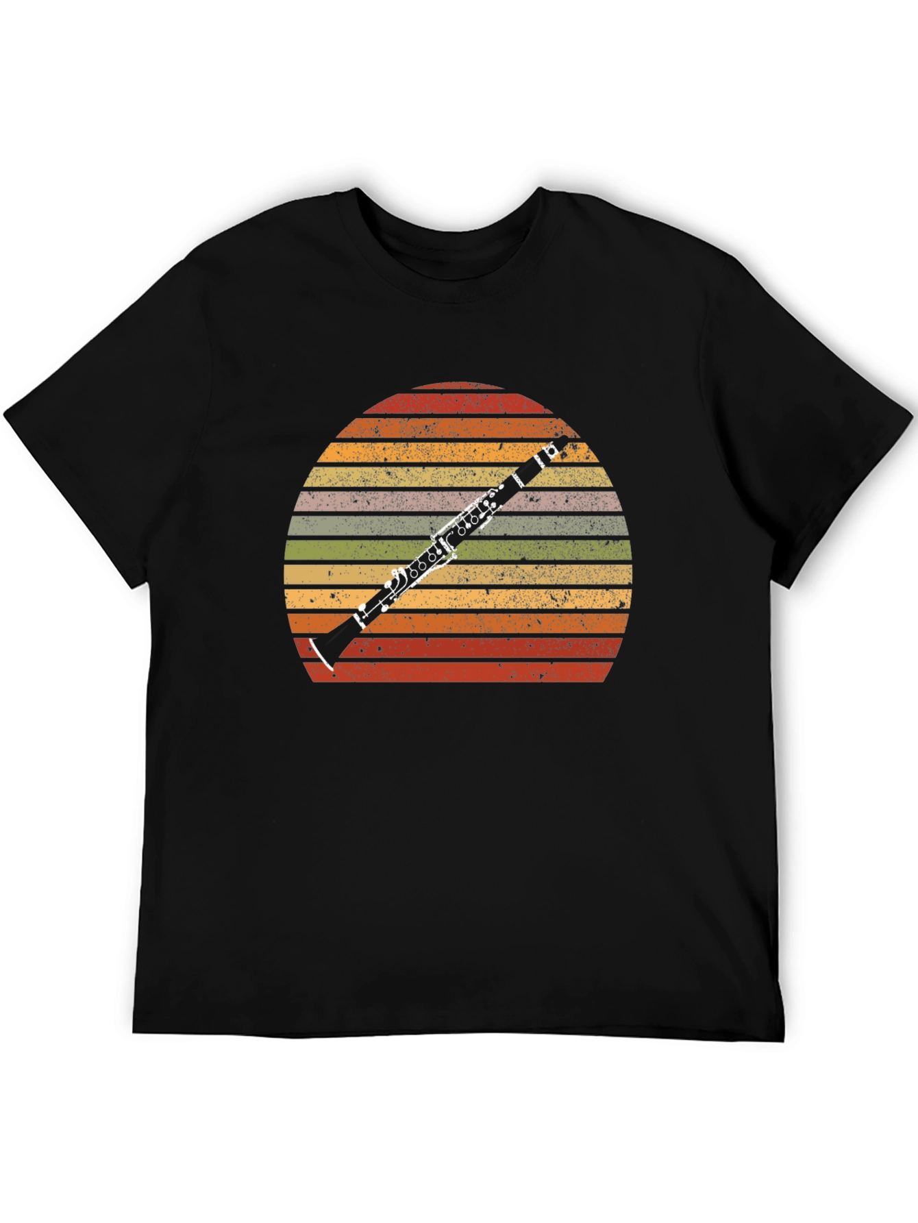 Black Retro Clarinet Player T-Shirt - Vintage Sunset Music Tee view 5