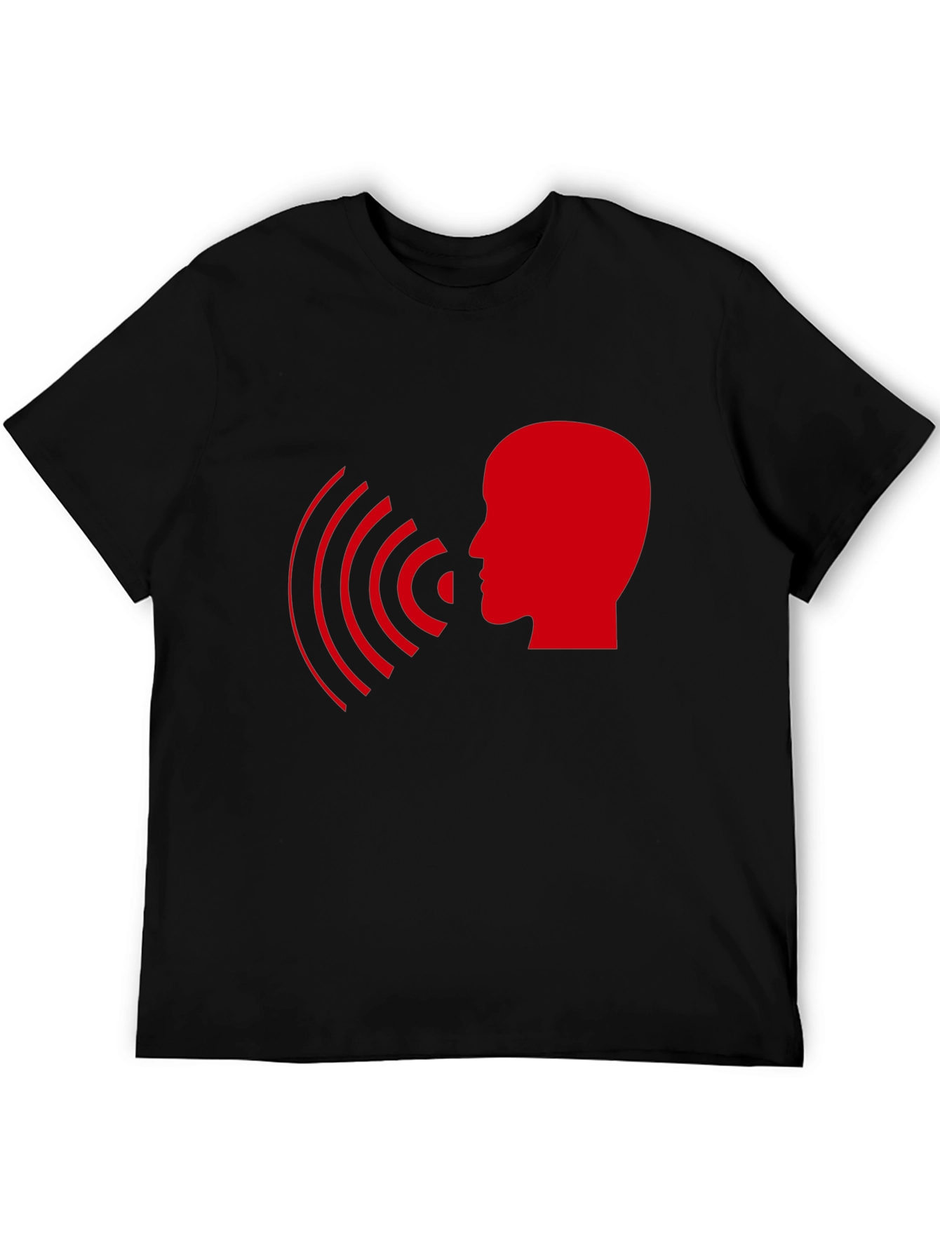Black Statement T-Shirt - Red Head with Soundwaves Design view 5