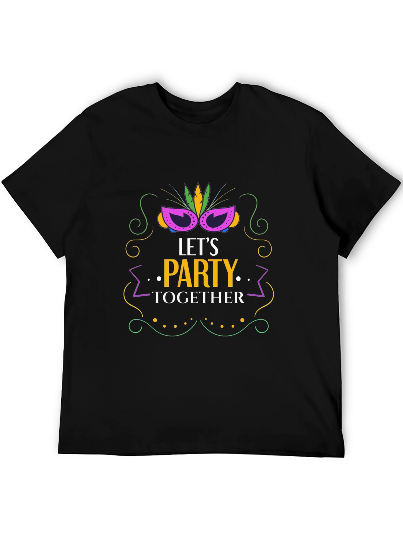 Let's Party Together Black Graphic Tee - 5