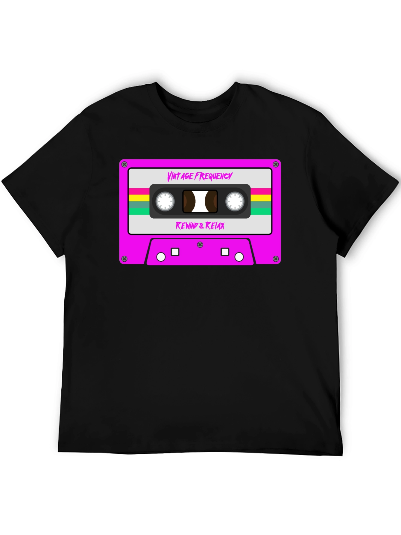 Black Vintage Frequency Cassette Tape Graphic T-Shirt view 5