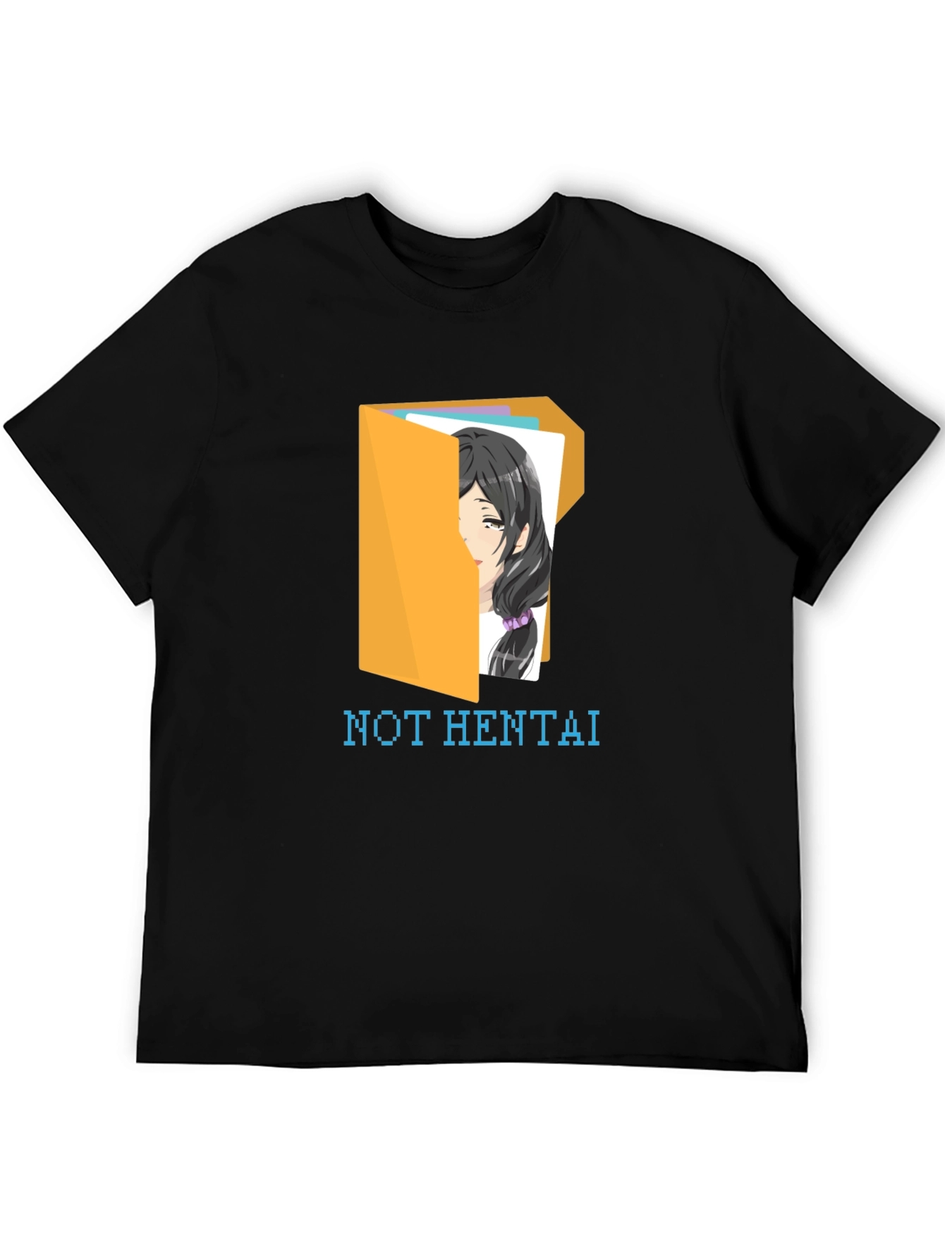 Black Not Hentai T-Shirt - Anime Folder Design view 5