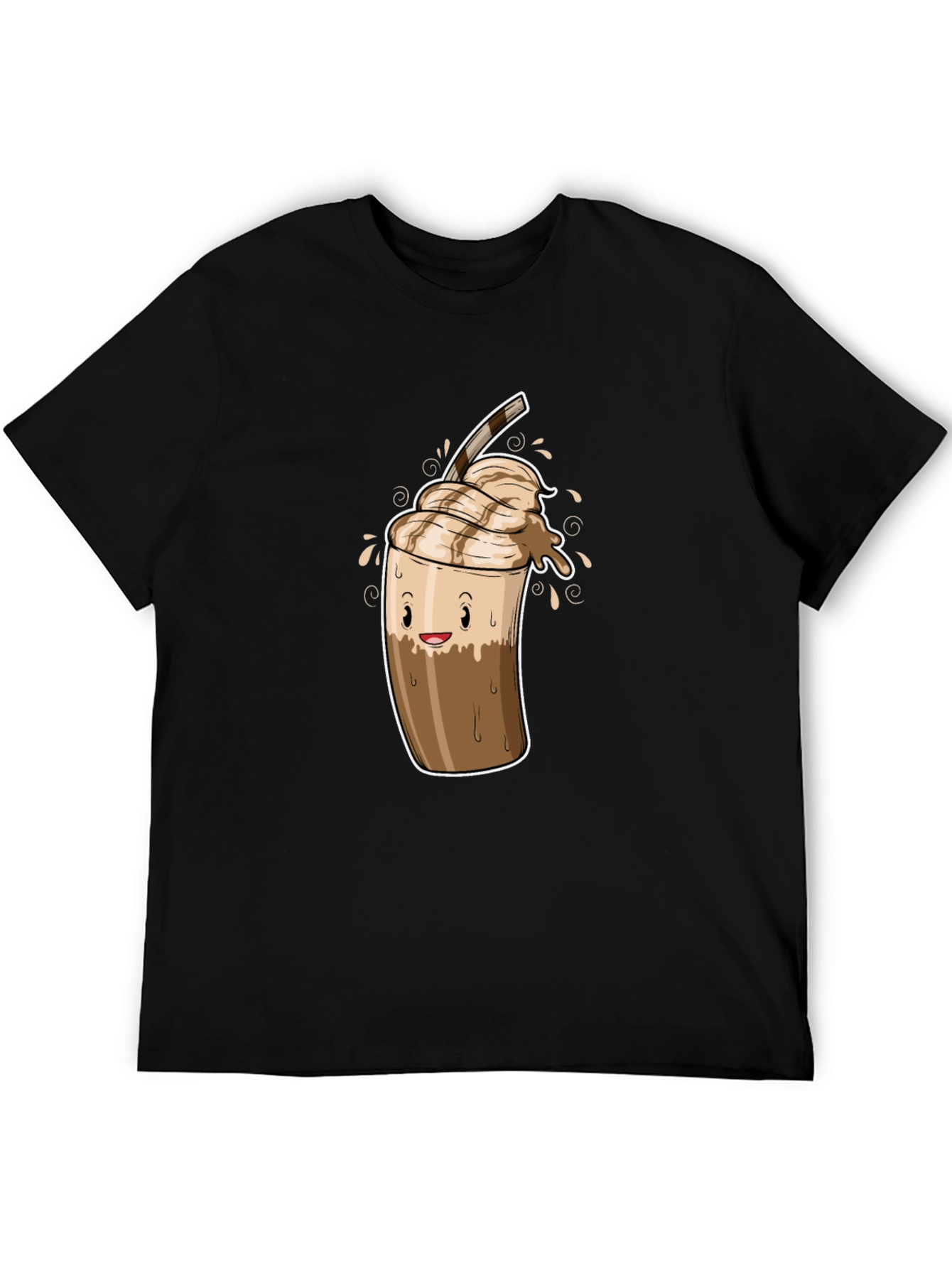 Black Cool Coffee Cartoon Graphic Black T-Shirt view 5