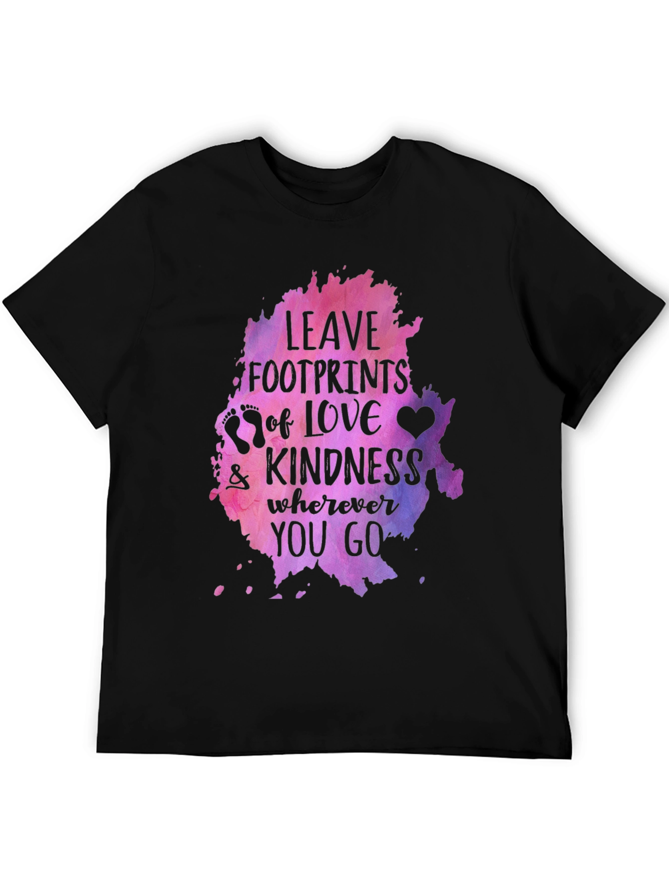 Black Leave Footprints of Love Kindness Graphic Tee - Black view 5