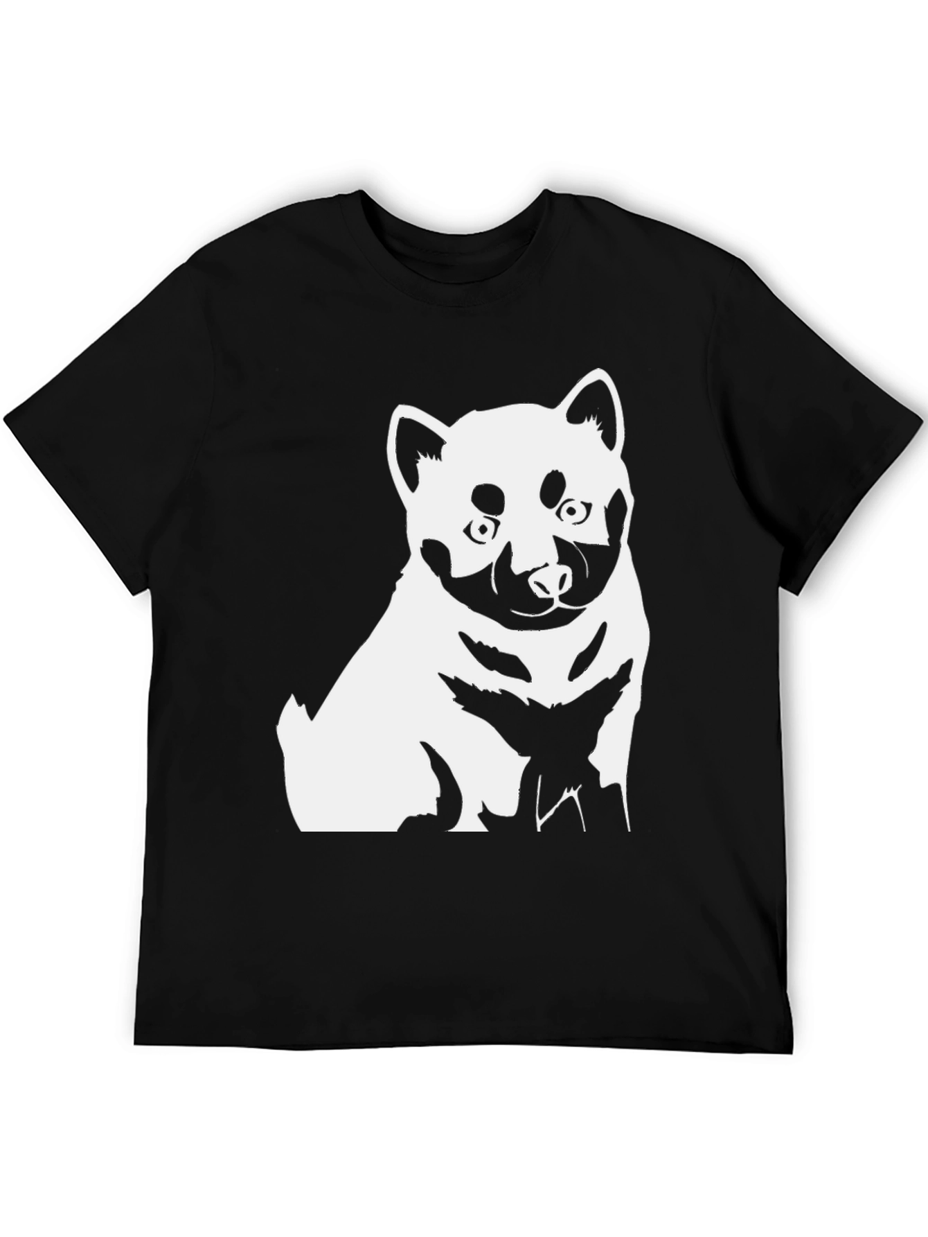 Black Dog Graphic Tee - Shiba Inu Style Black T-Shirt view 5