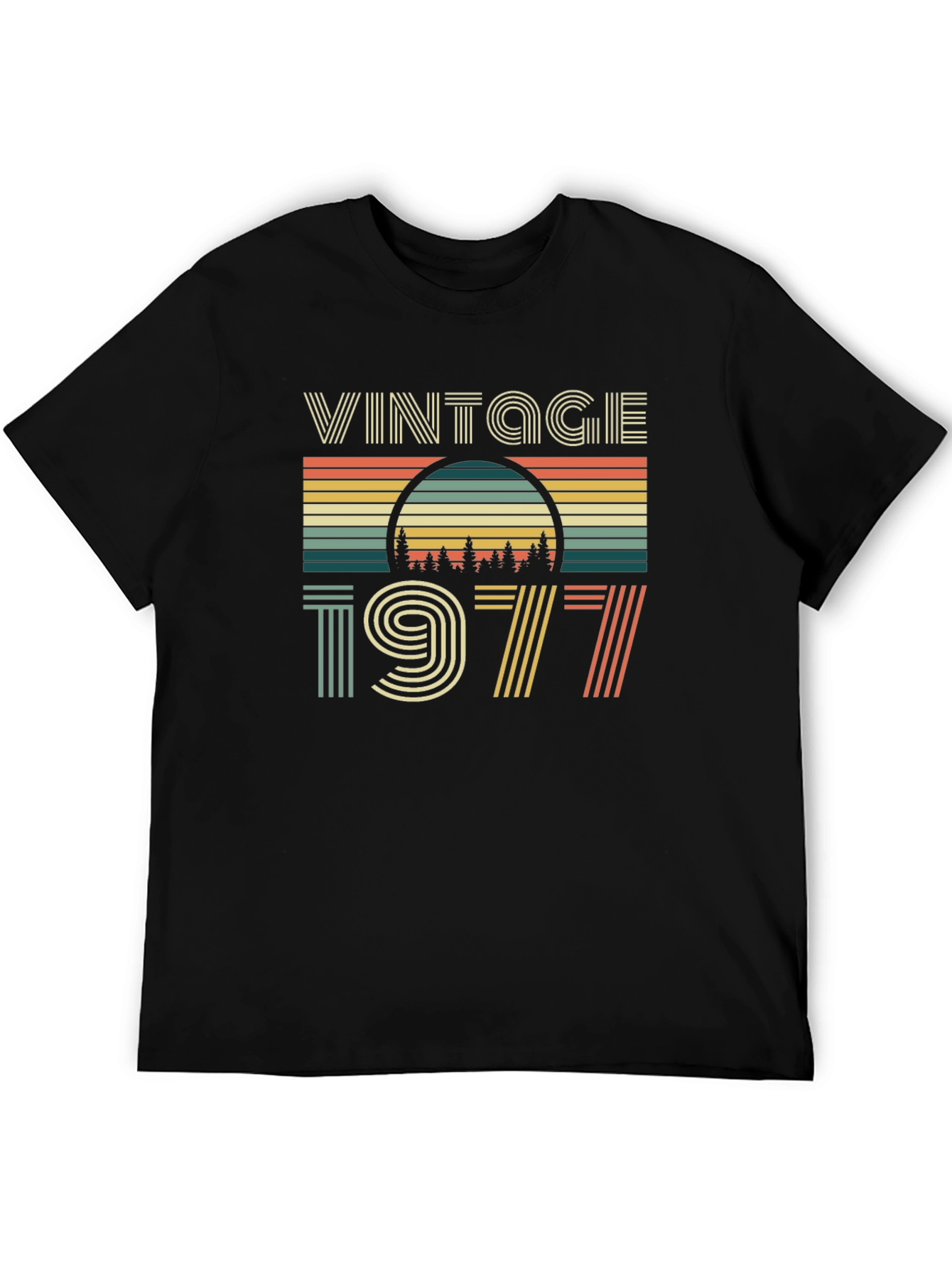 Black Vintage 1977 Graphic Tee - Retro Birthday Shirt view 5