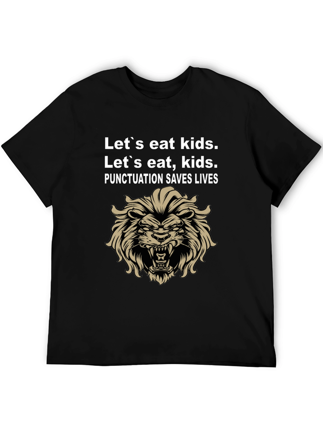 Black Punctuation Saves Lives Graphic Tee - Lion view 5