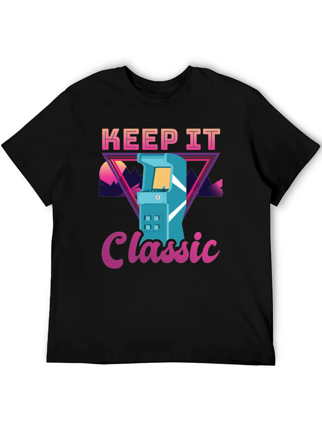 Black Keep It Classic Retro Arcade Game T-Shirt view 5